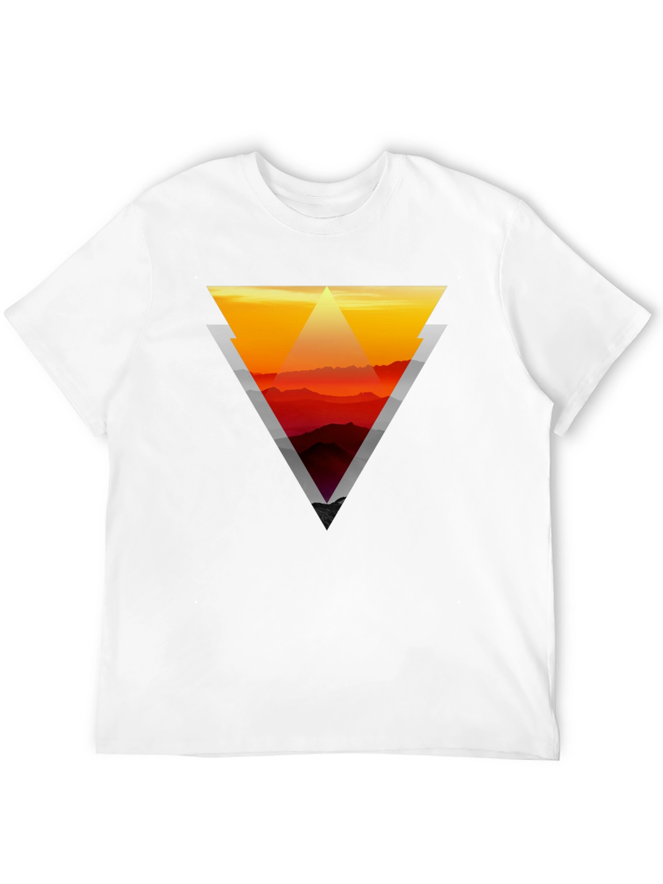 Geometric Sunset Graphic Tee - Stylish Mens Black T-Shirt