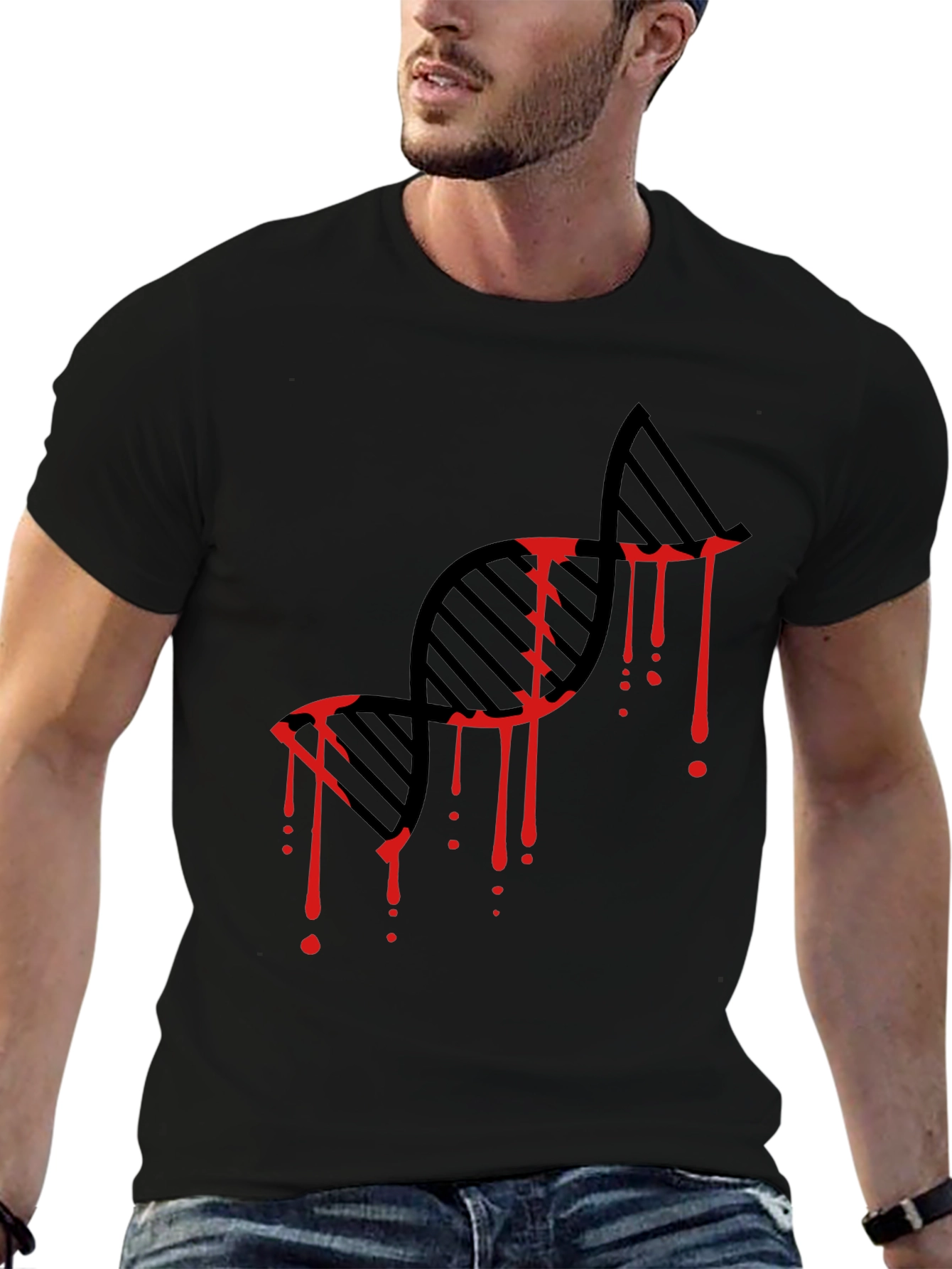 Bloody DNA Graphic Tee - Black Cotton T-Shirt