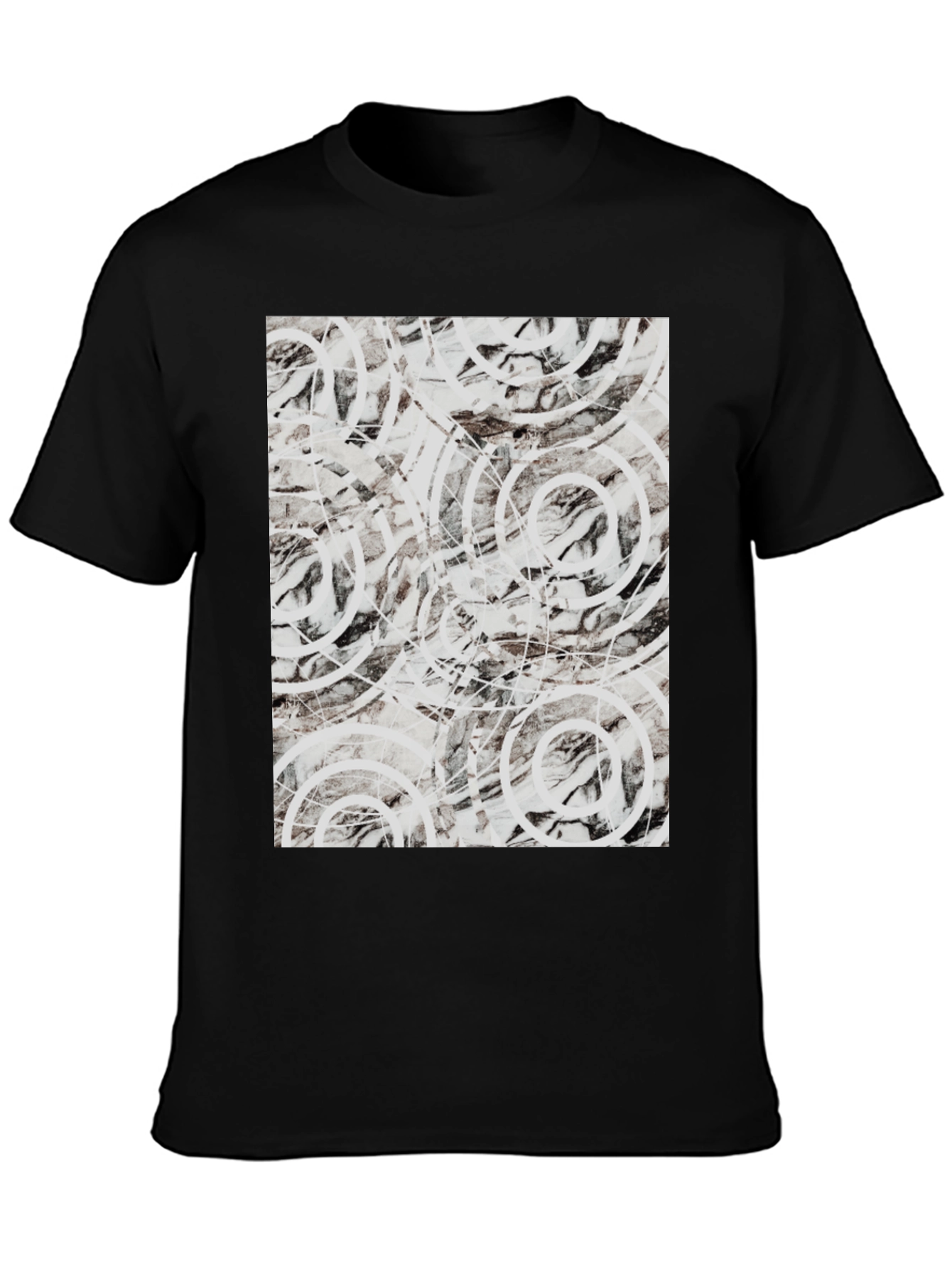 Abstract Circle Print Black T-Shirt