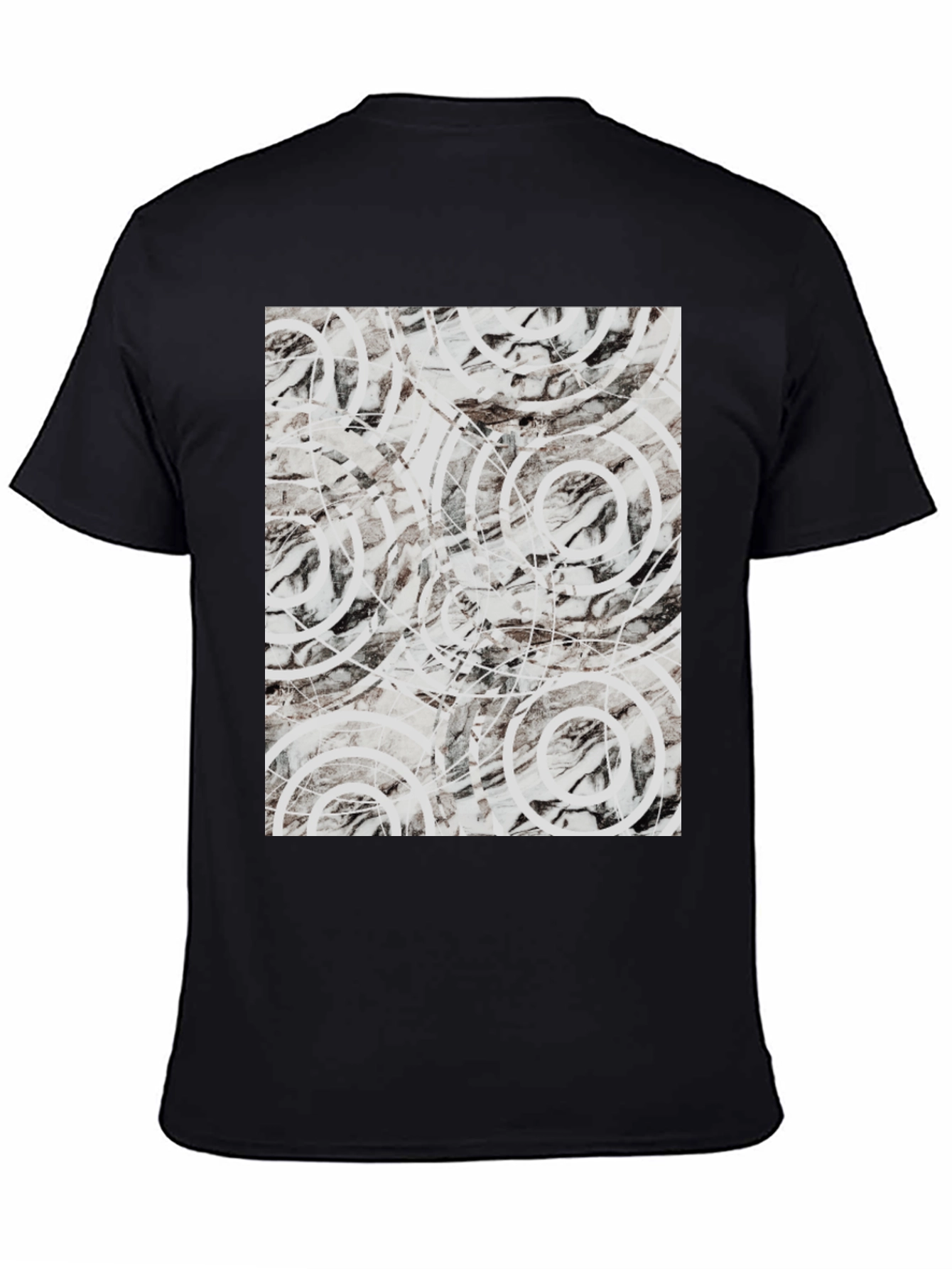 Abstract Circle Print Black T-Shirt