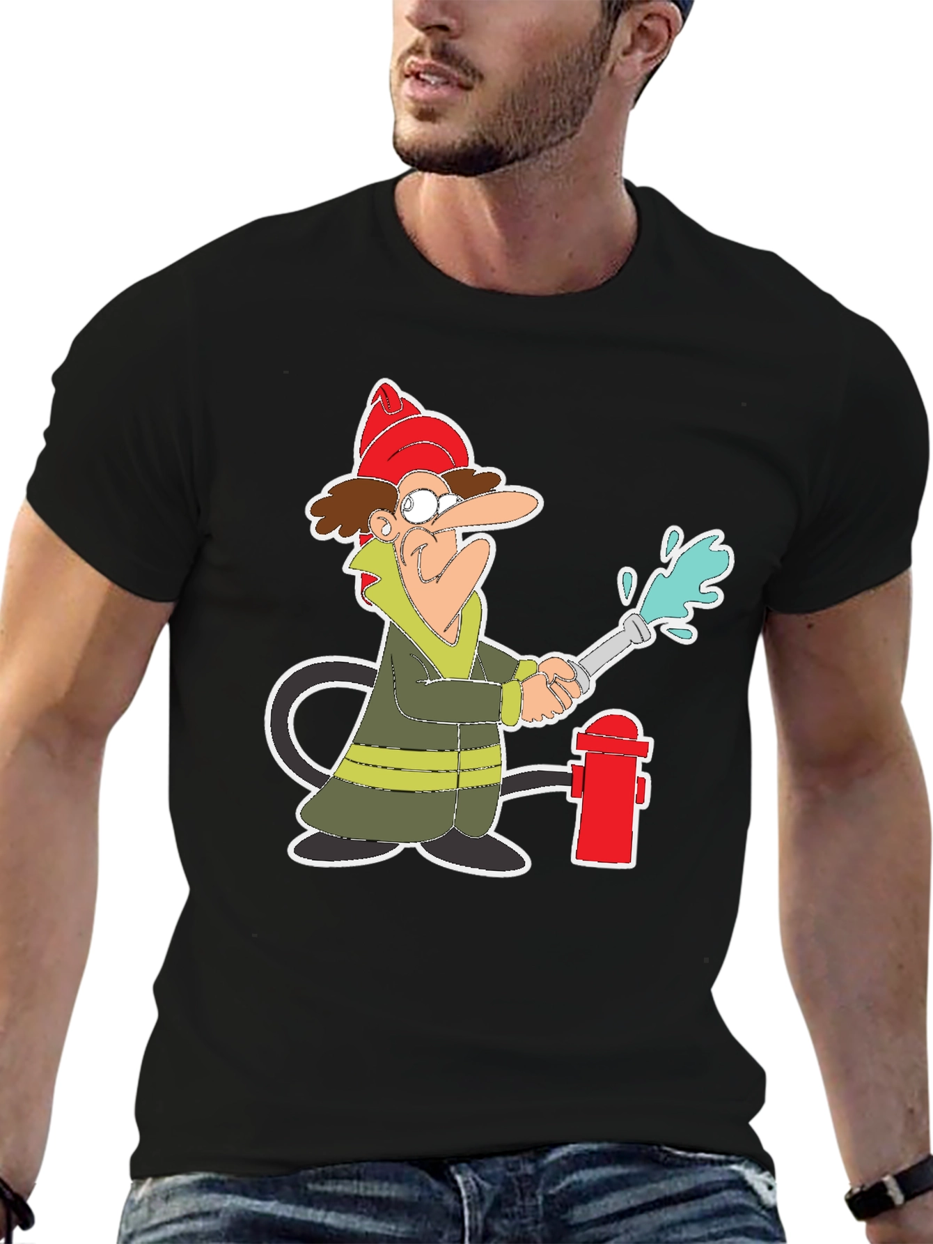 Cartoon Fireman T-Shirt