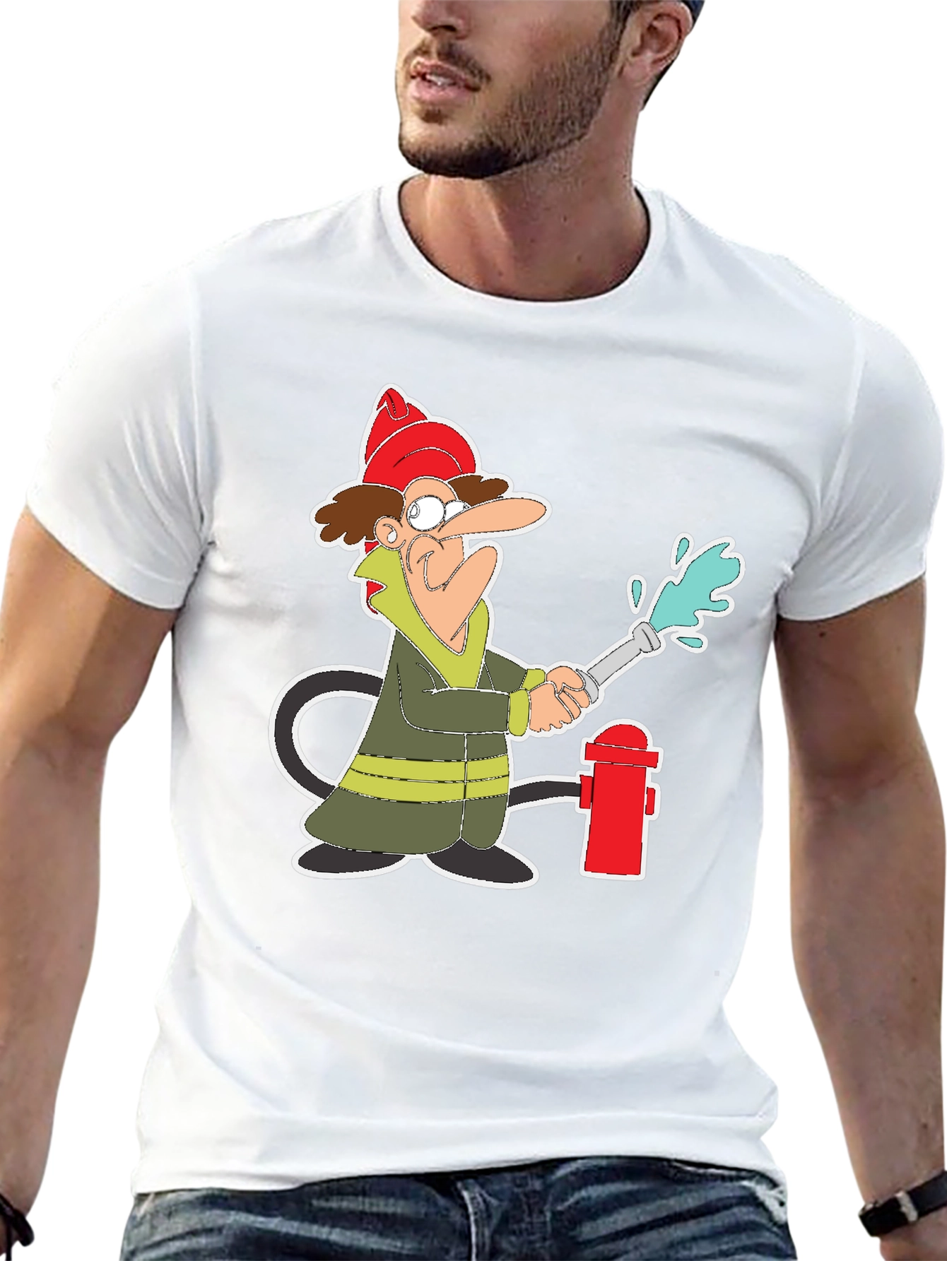 Cartoon Fireman T-Shirt