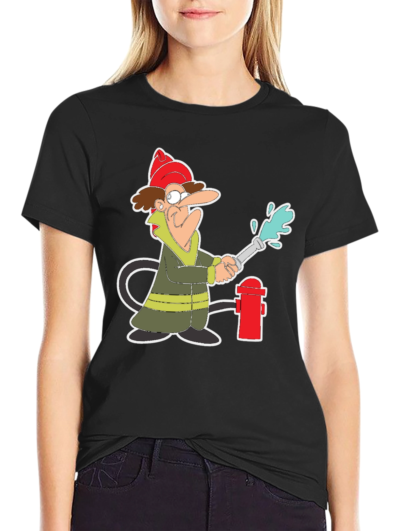 Cartoon Fireman T-Shirt