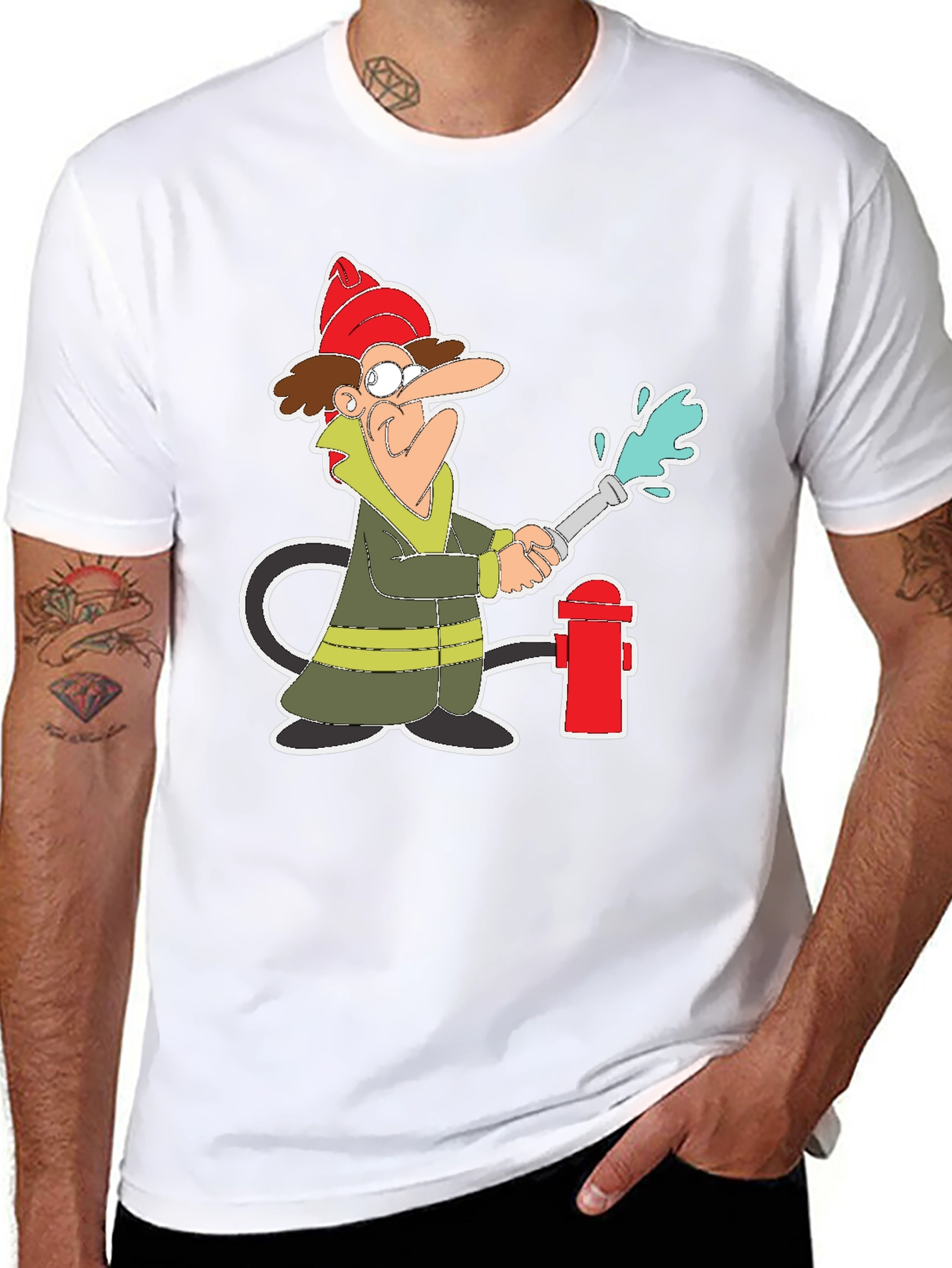 Cartoon Fireman T-Shirt