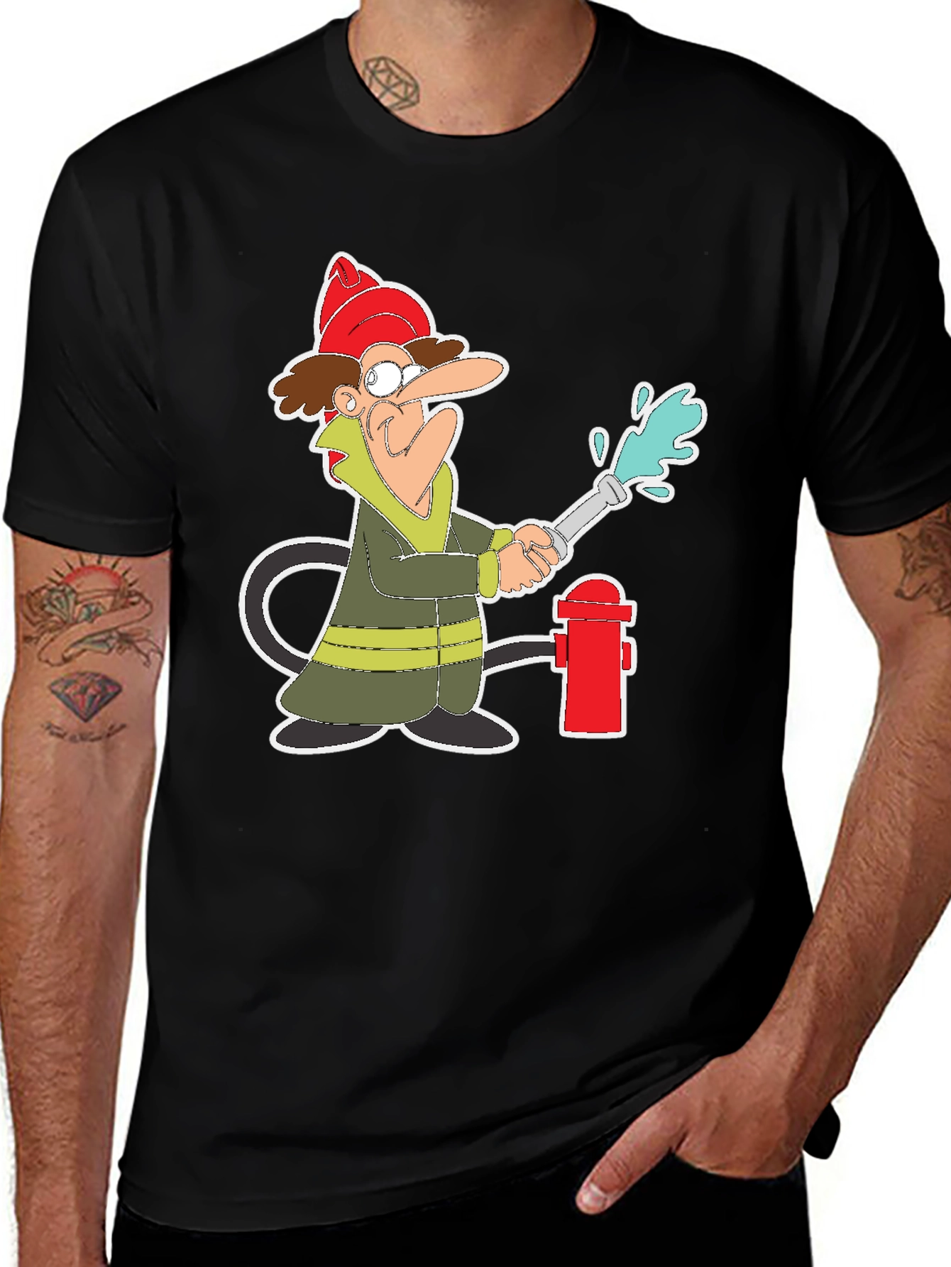 Cartoon Fireman T-Shirt