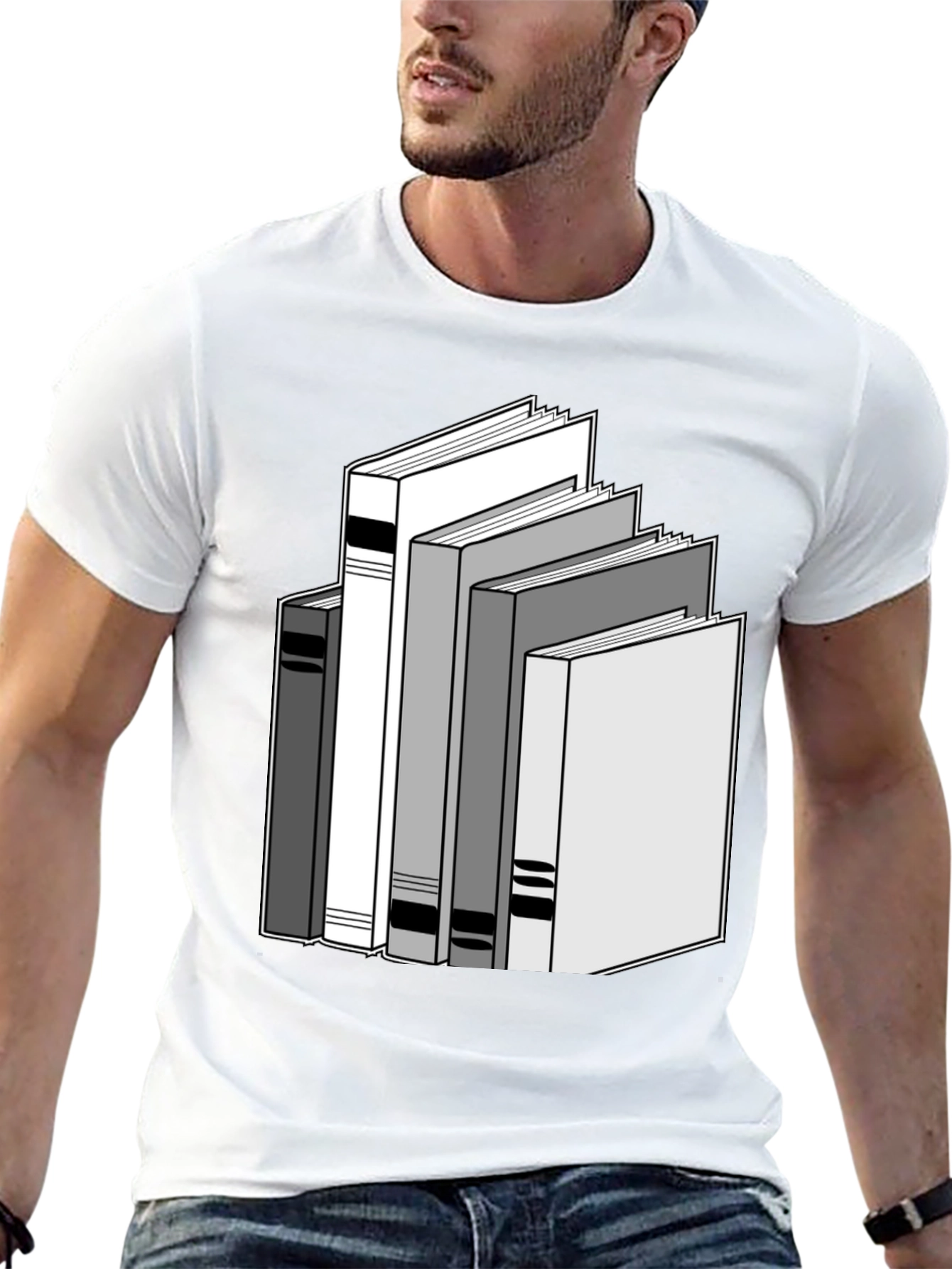 Stack of Books Graphic Tee - Unisex Black T-Shirt