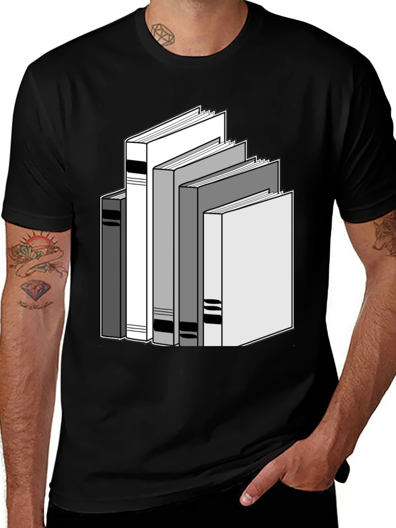 Stack of Books Graphic Tee - Unisex Black T-Shirt