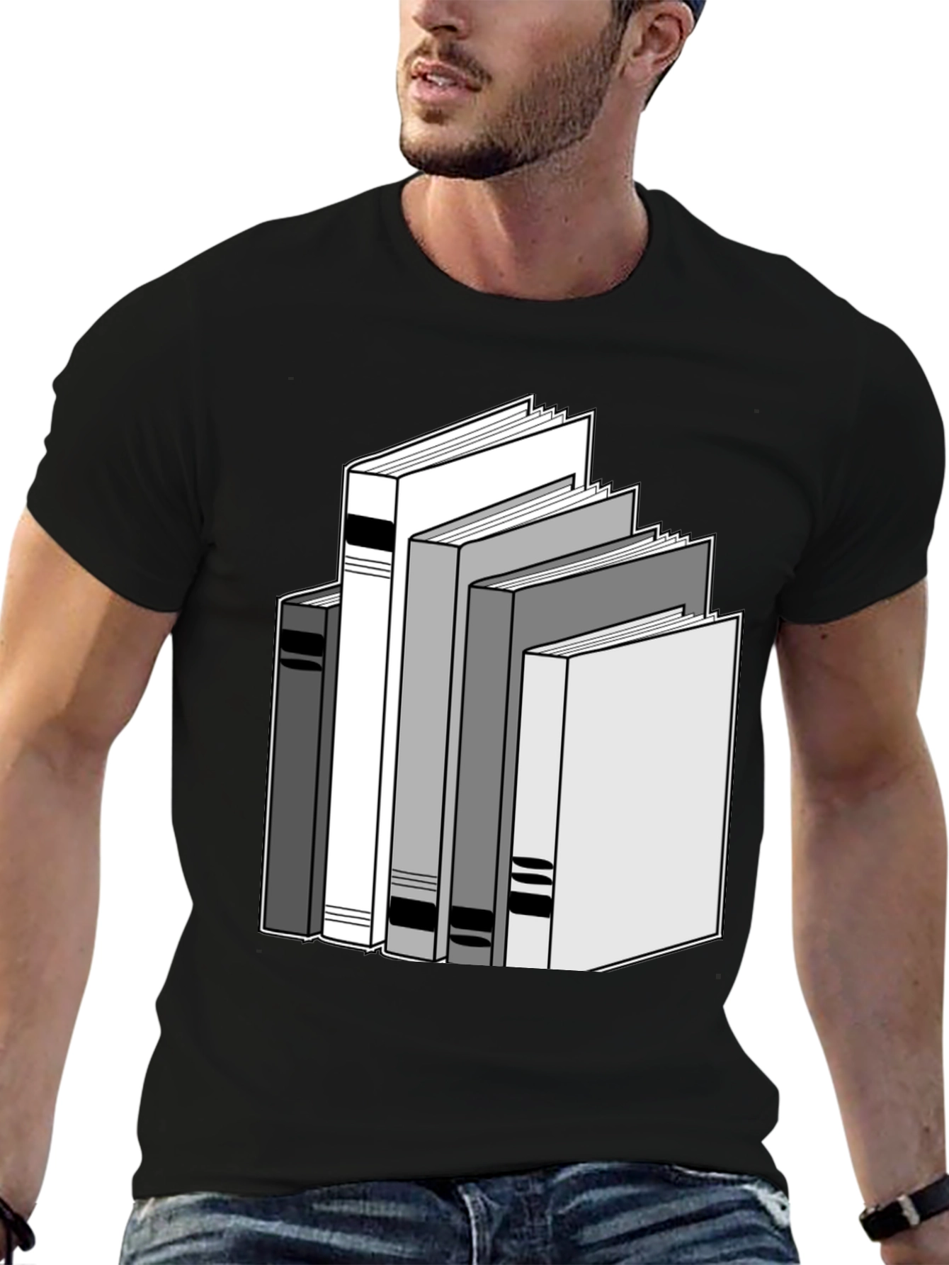 Stack of Books Graphic Tee - Unisex Black T-Shirt