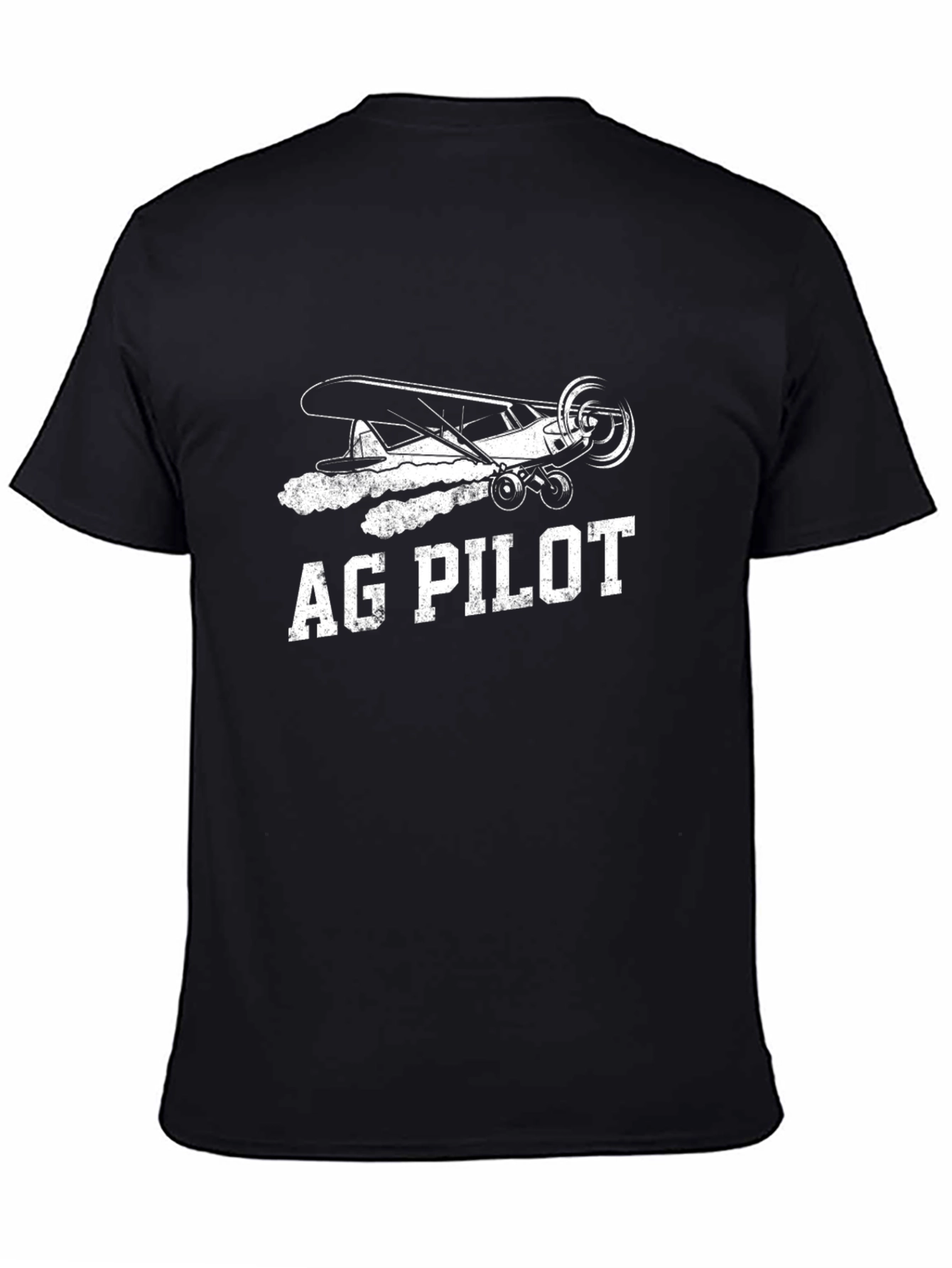 Ag Pilot Black T-Shirt Aviation Plane Crop Duster Tee