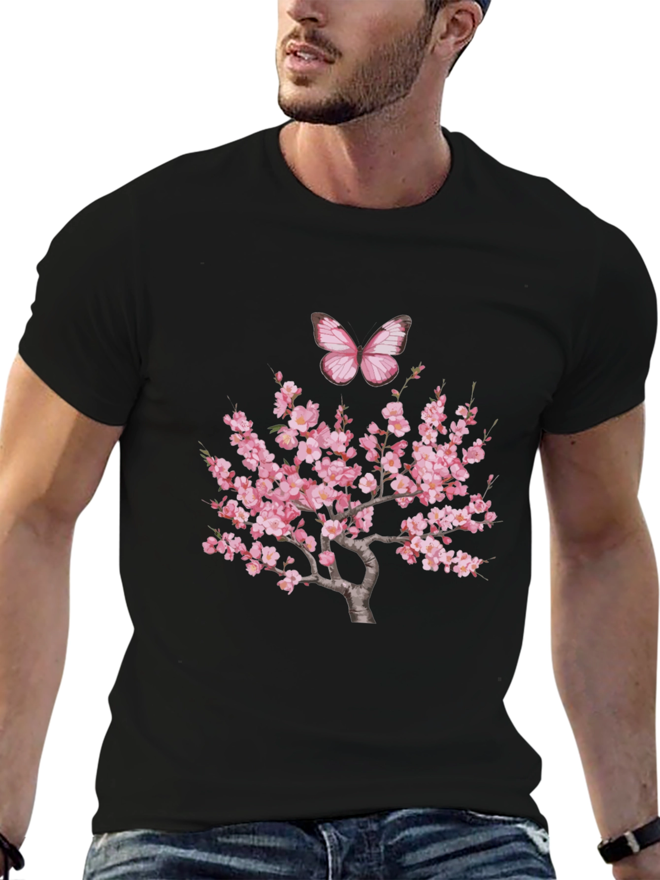 Cherry Blossom Butterfly Graphic Tee