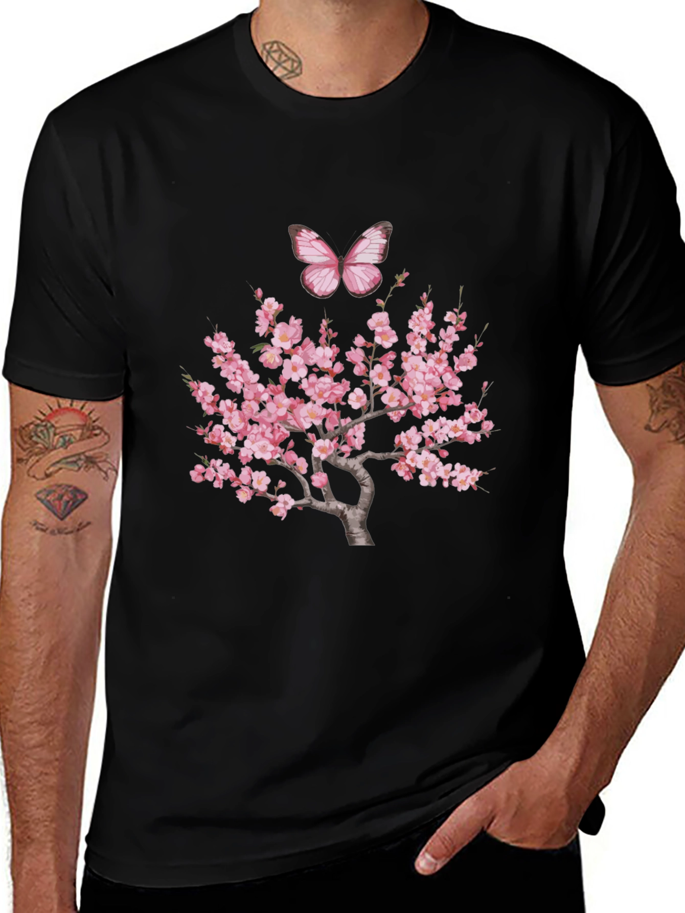 Cherry Blossom Butterfly Graphic Tee