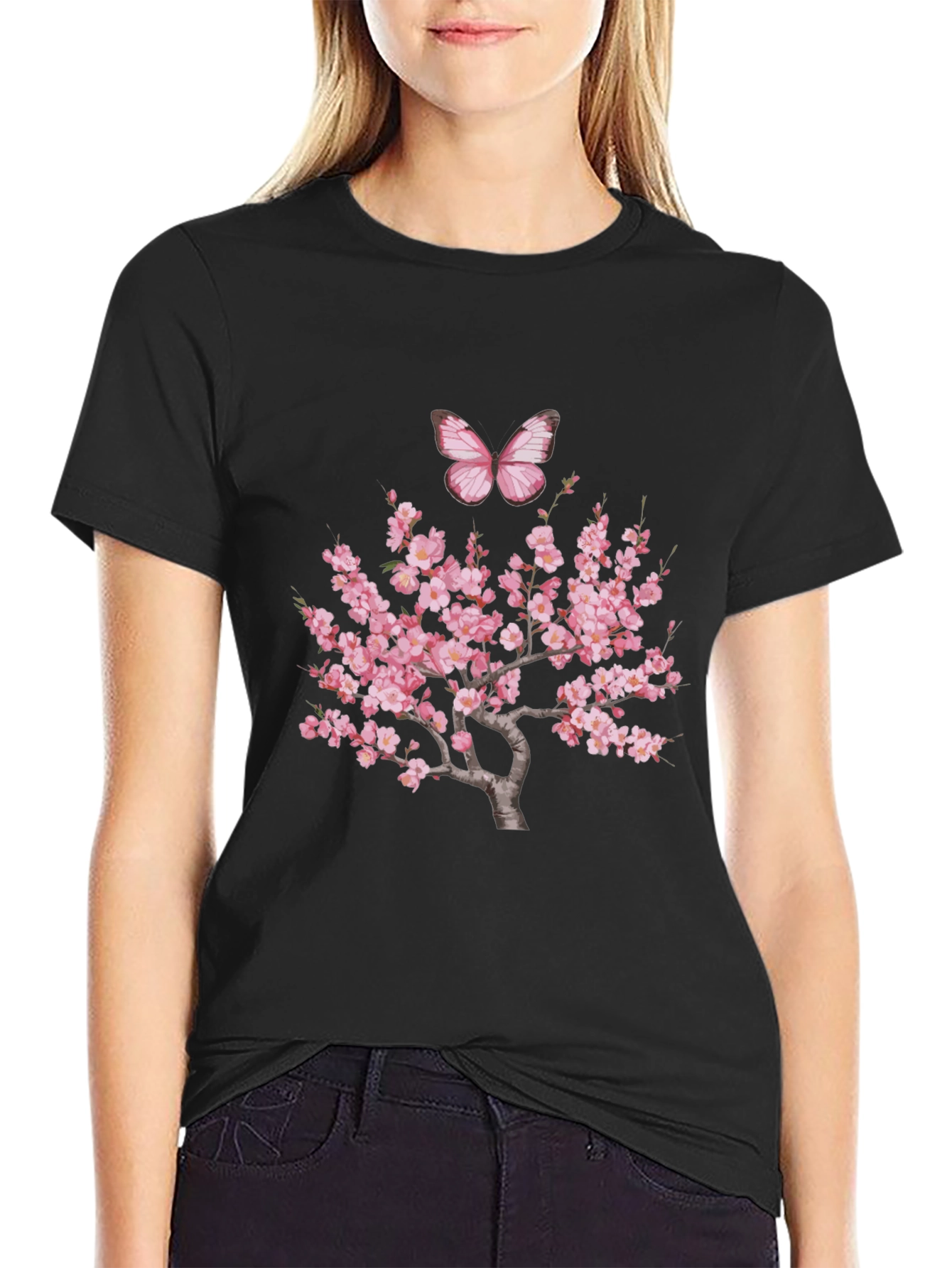 Cherry Blossom Butterfly Graphic Tee