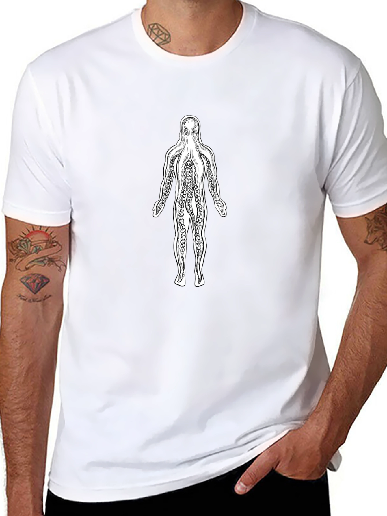 Octopus Man Graphic Black T-Shirt