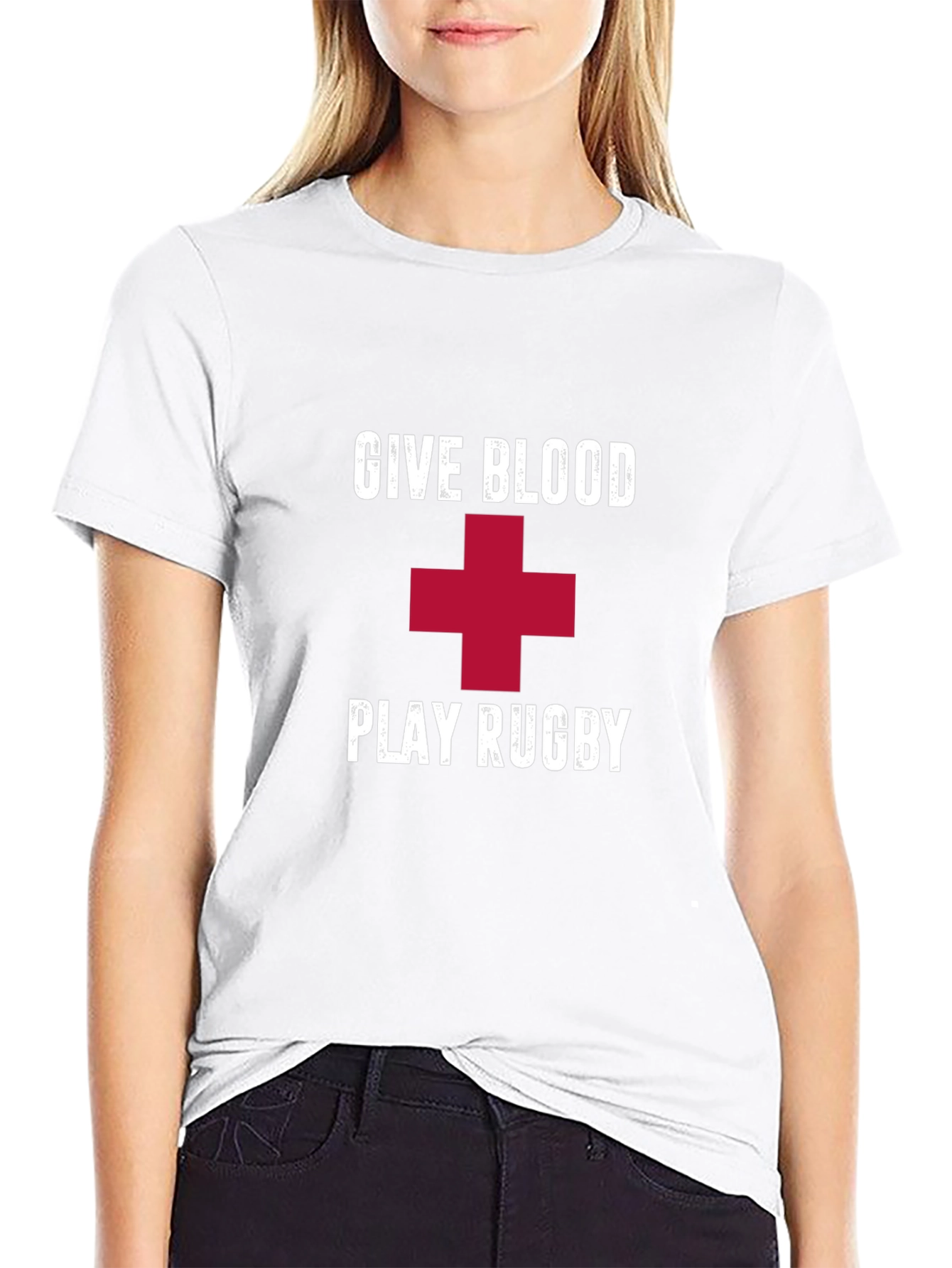 Give Blood Play Rugby Black T-Shirt