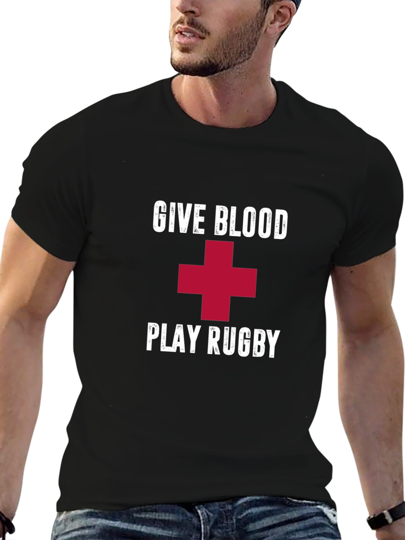 Give Blood Play Rugby Black T-Shirt
