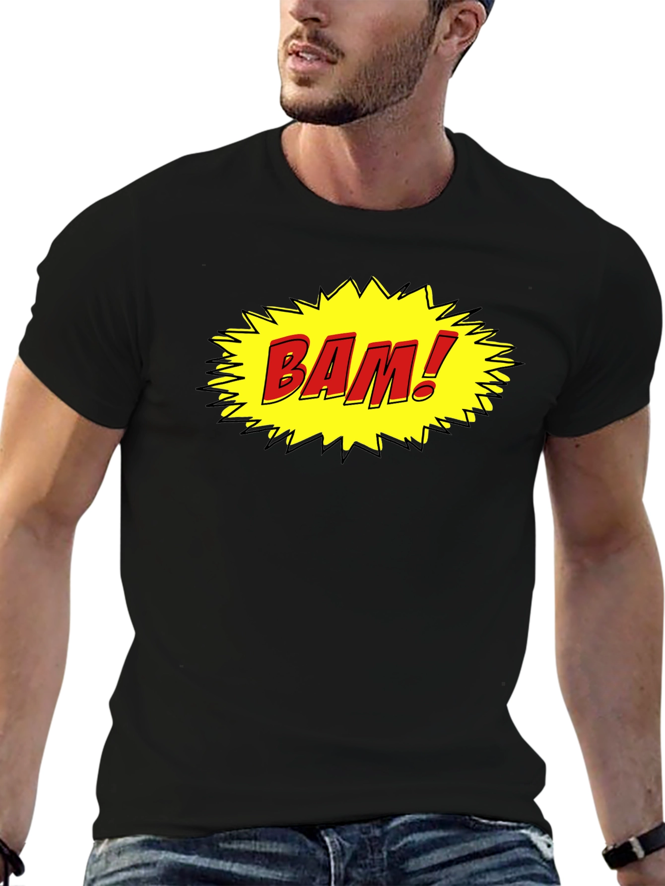 Comic Style BAM! Black Cotton Tee