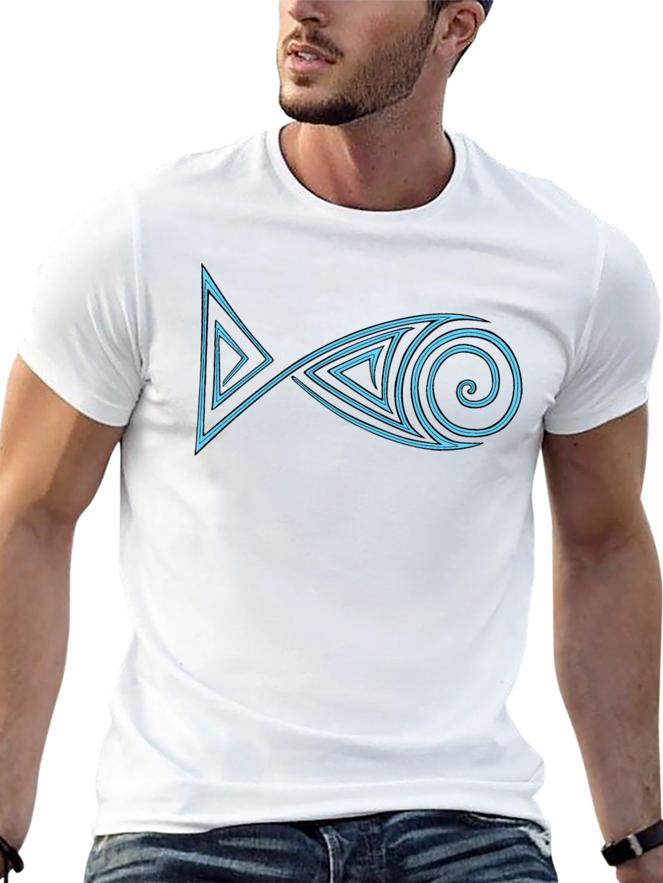Geometric Fish Graphic T-Shirt - Unique Design