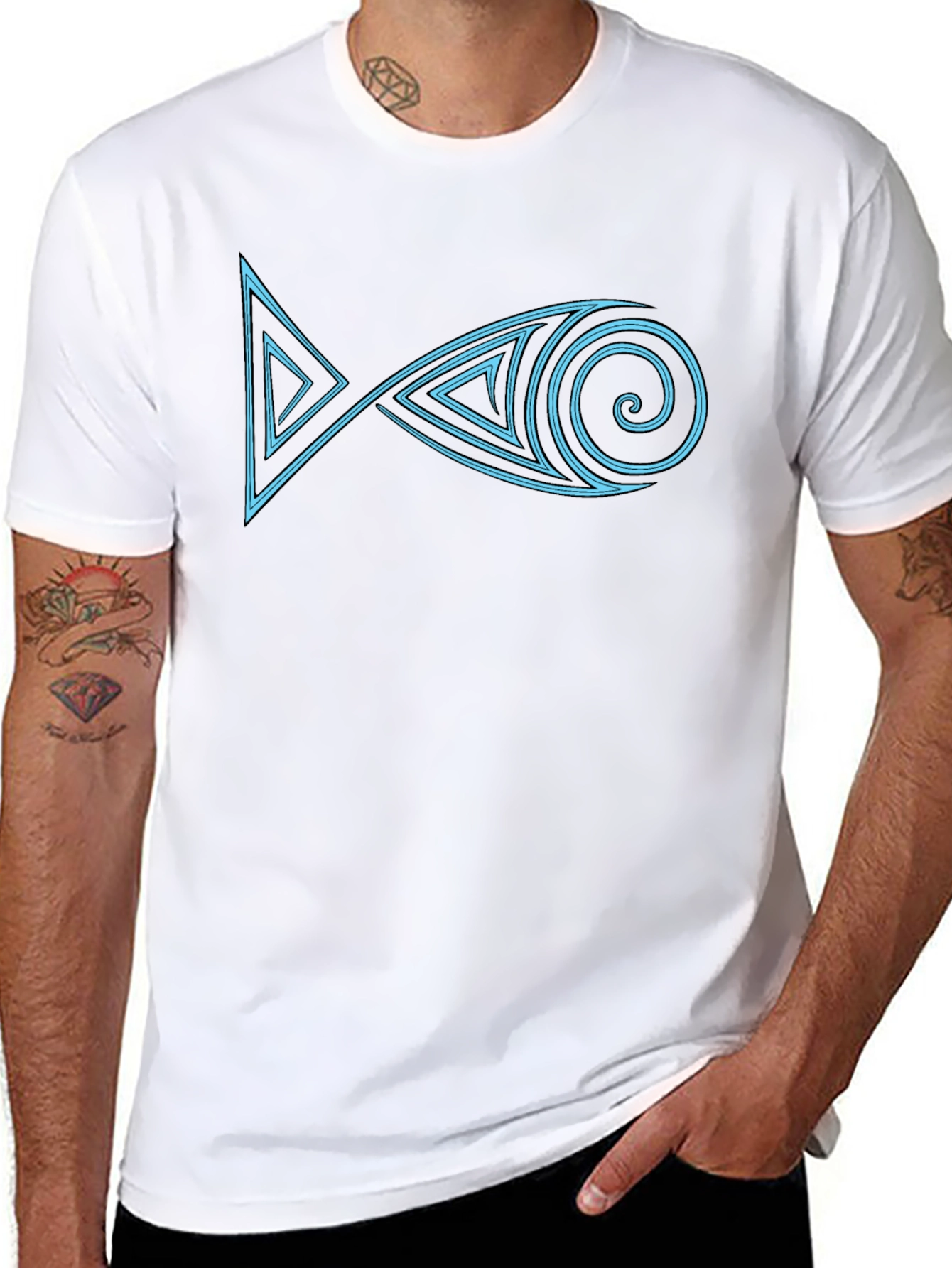 Geometric Fish Graphic T-Shirt - Unique Design