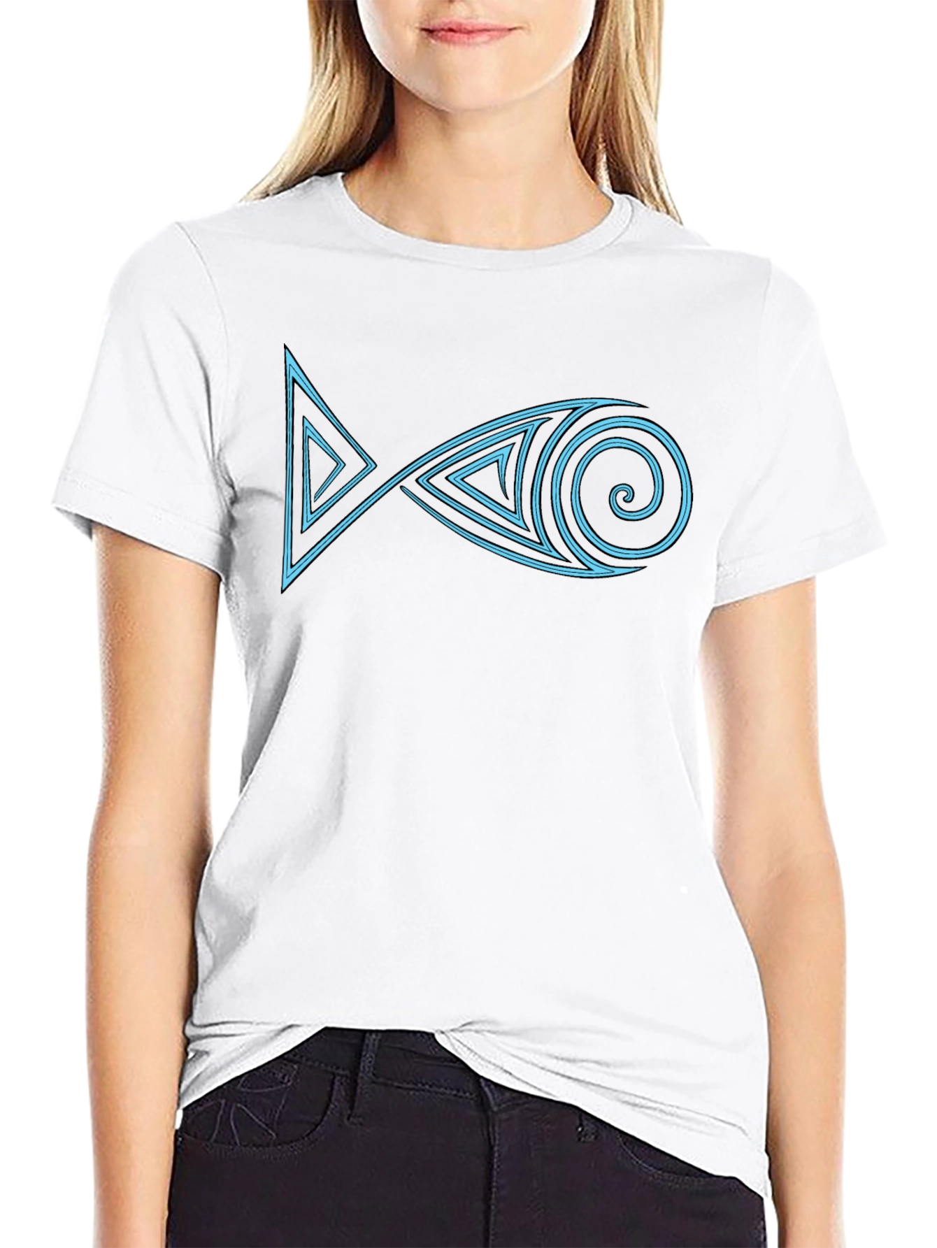 Geometric Fish Graphic T-Shirt - Unique Design