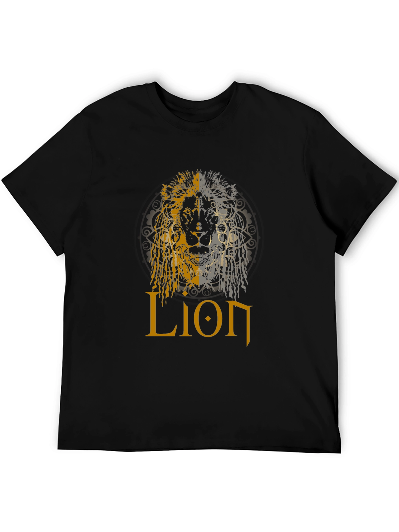 Lion Graphic Print Black T-Shirt