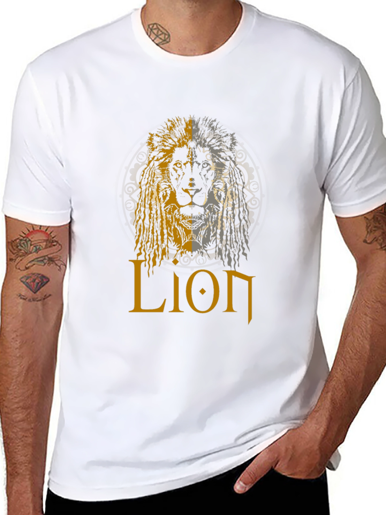 Lion Graphic Print Black T-Shirt