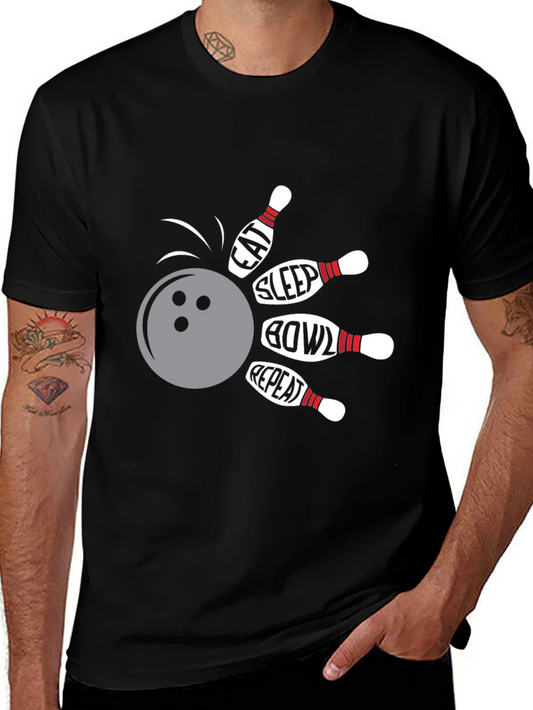 Eat Sleep Bowl Repeat Black Graphic Tee