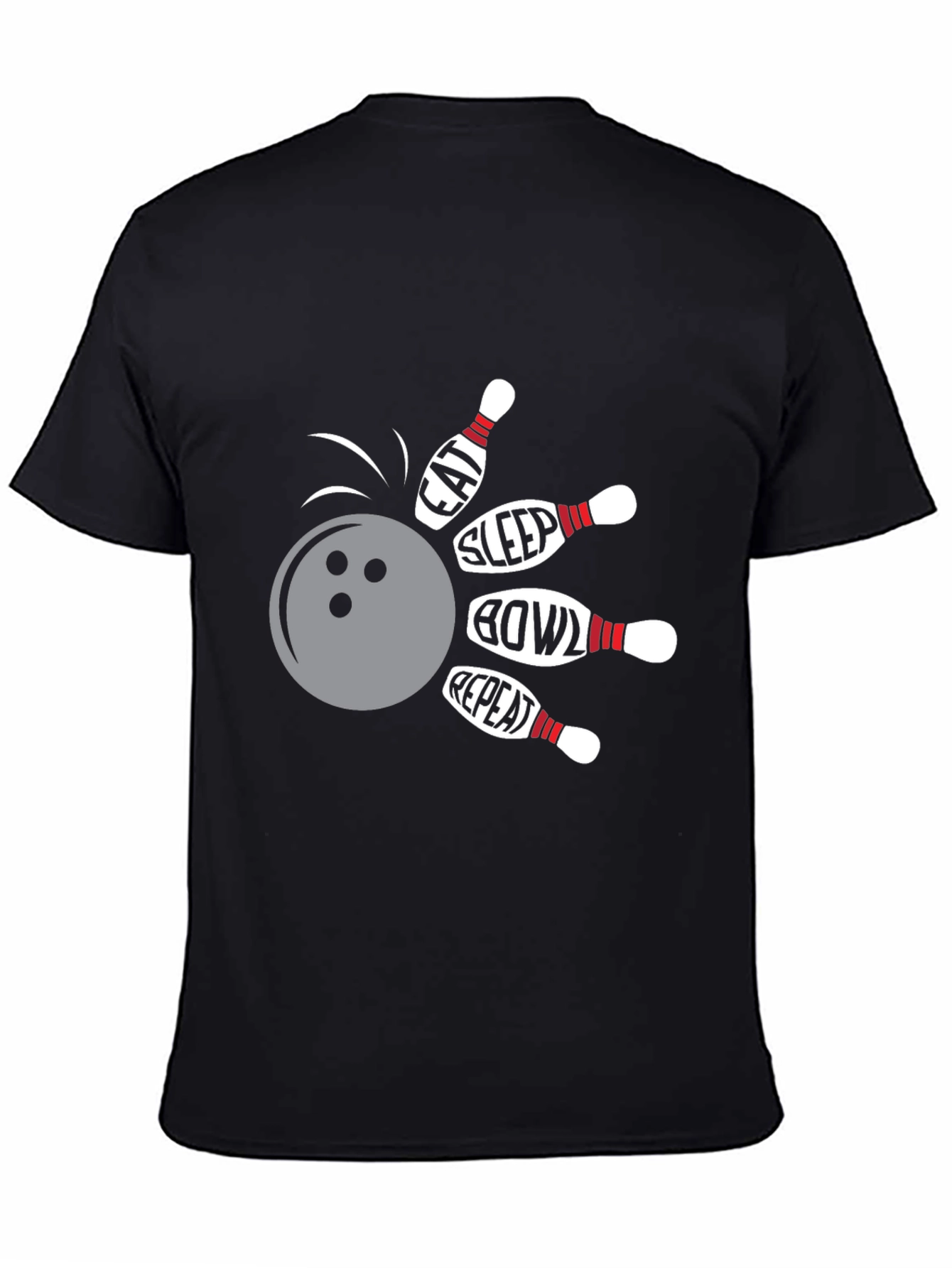Eat Sleep Bowl Repeat Black Graphic Tee