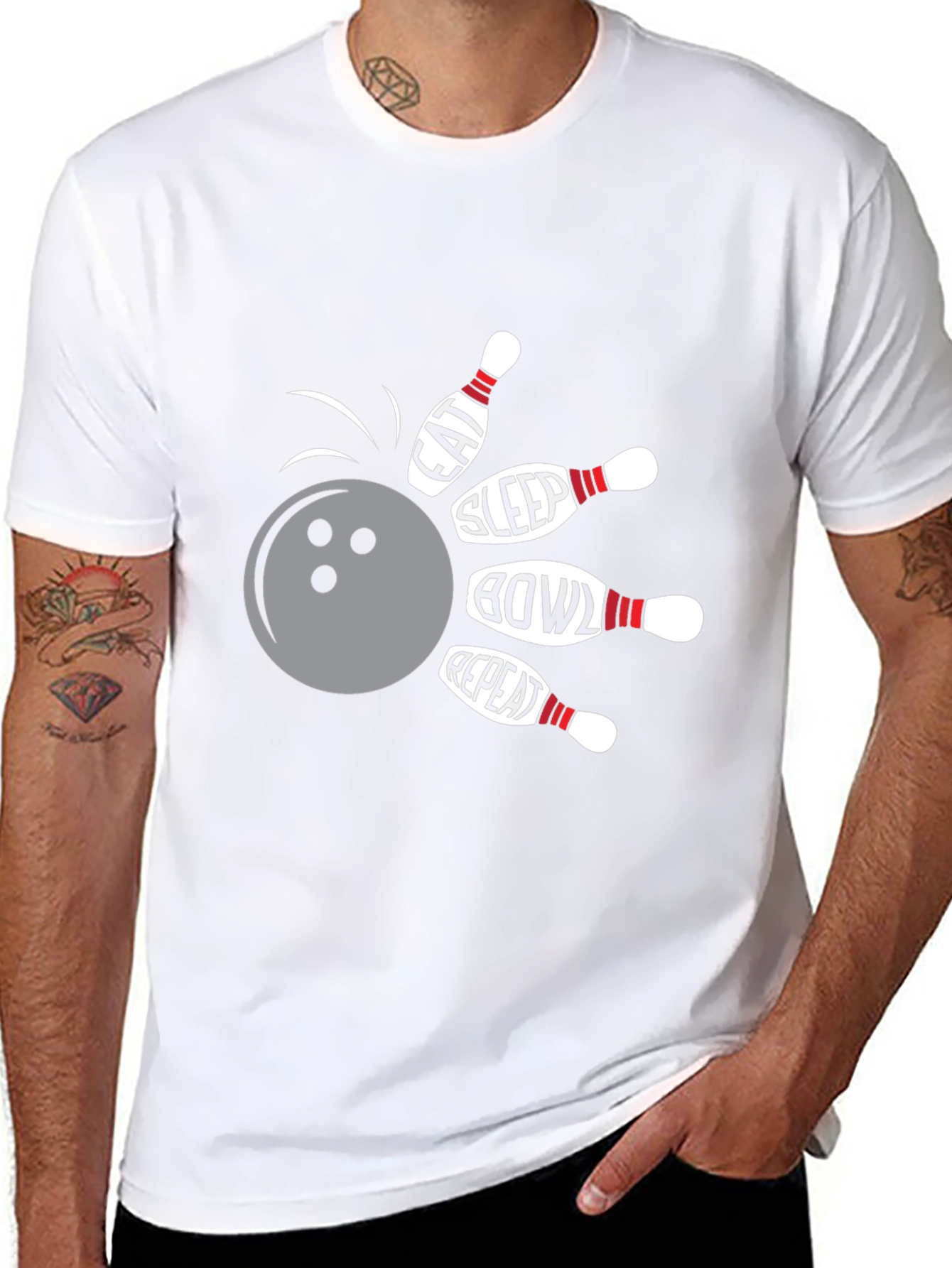 Eat Sleep Bowl Repeat Black Graphic Tee