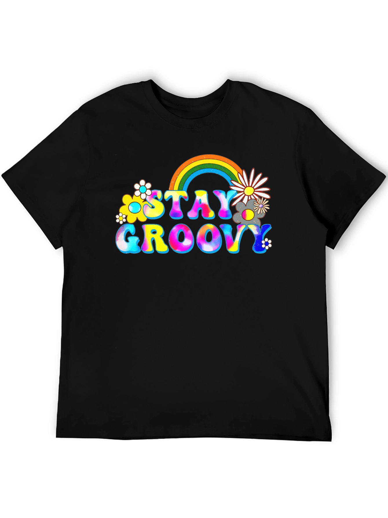 Stay Groovy Rainbow Graphic Tee - Retro Vibes