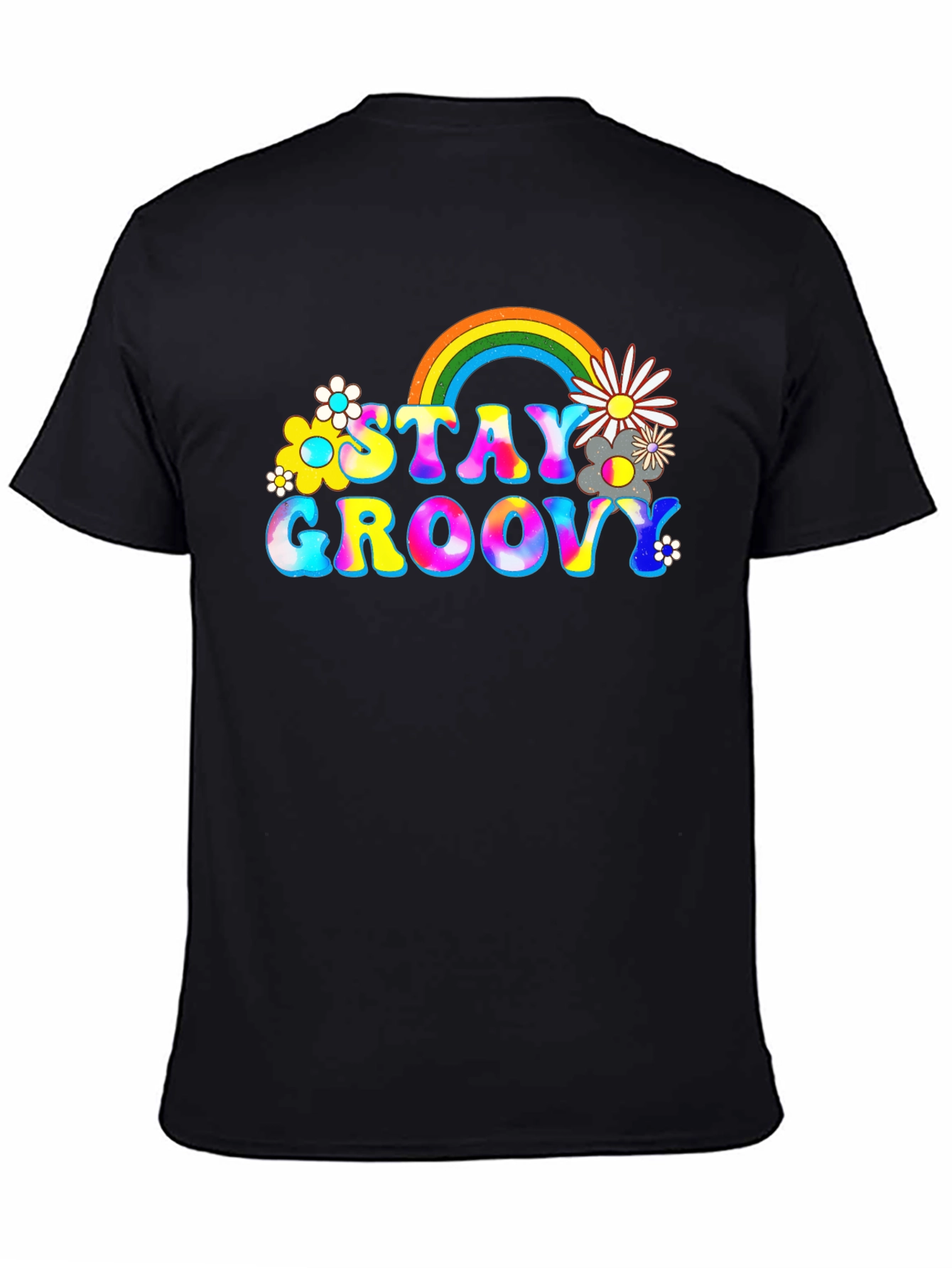 Stay Groovy Rainbow Graphic Tee - Retro Vibes