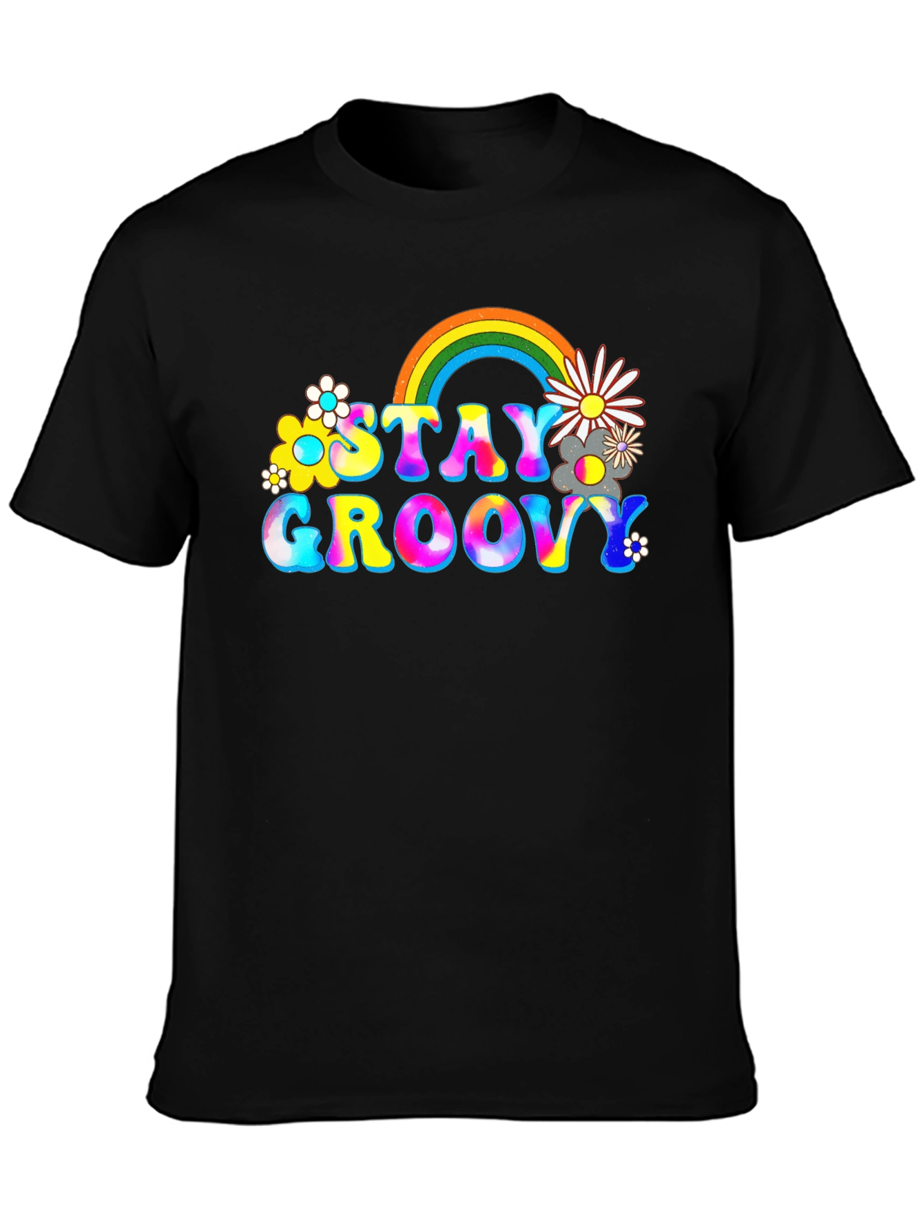 Stay Groovy Rainbow Graphic Tee - Retro Vibes