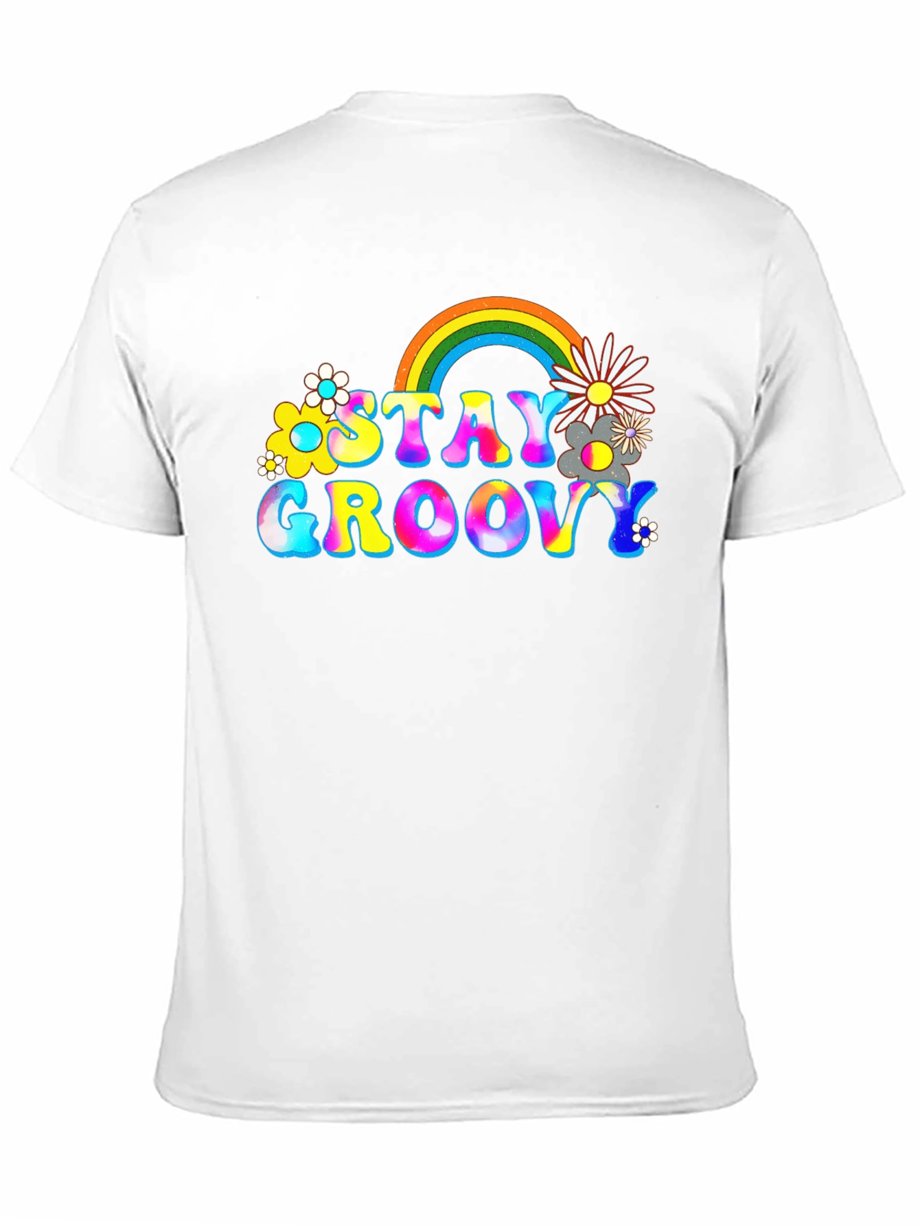 Stay Groovy Rainbow Graphic Tee - Retro Vibes