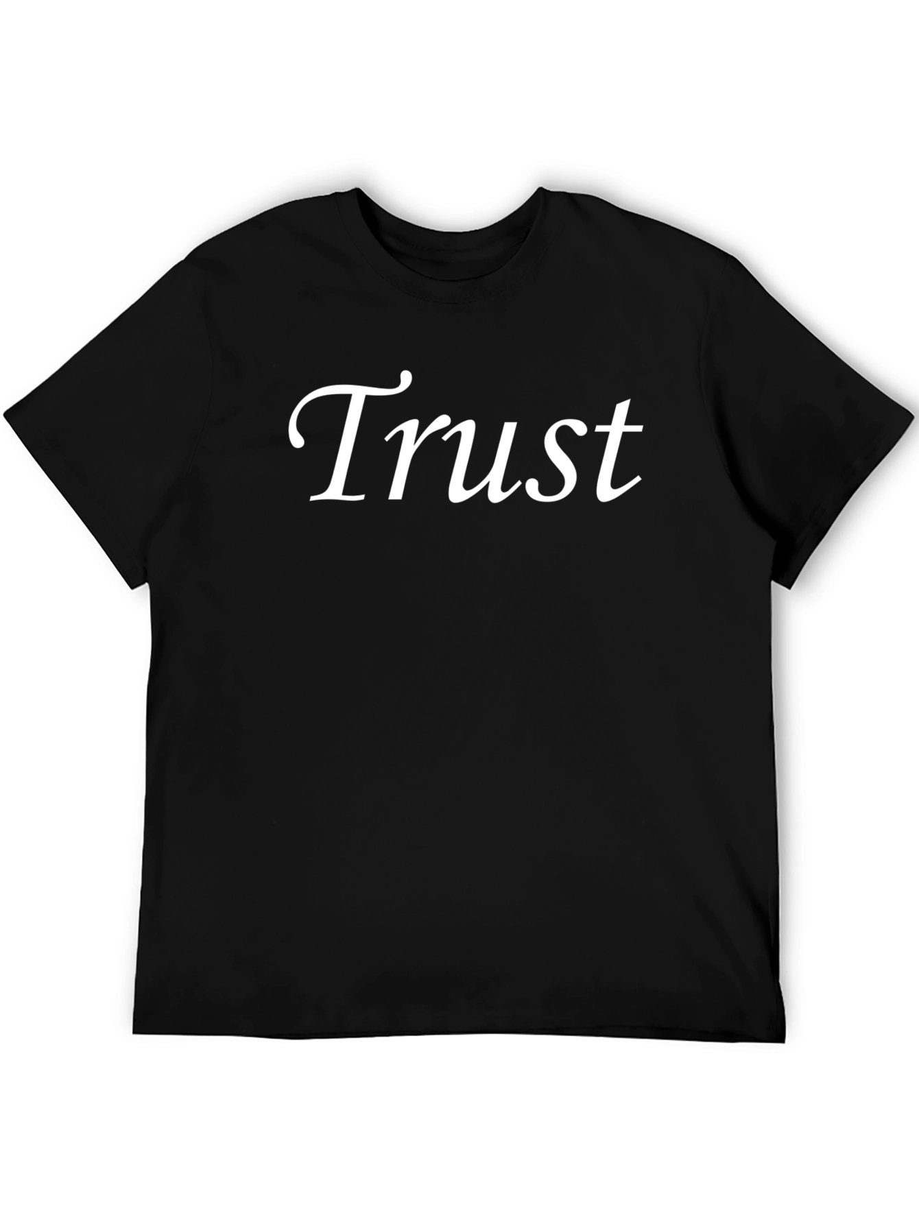 Trust Graphic Tee - Black Crew Neck Cotton T-Shirt