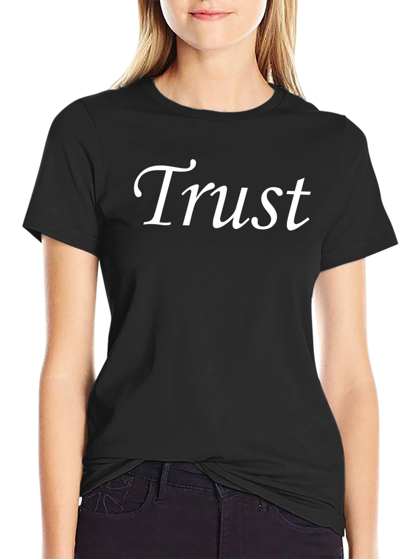Trust Graphic Tee - Black Crew Neck Cotton T-Shirt