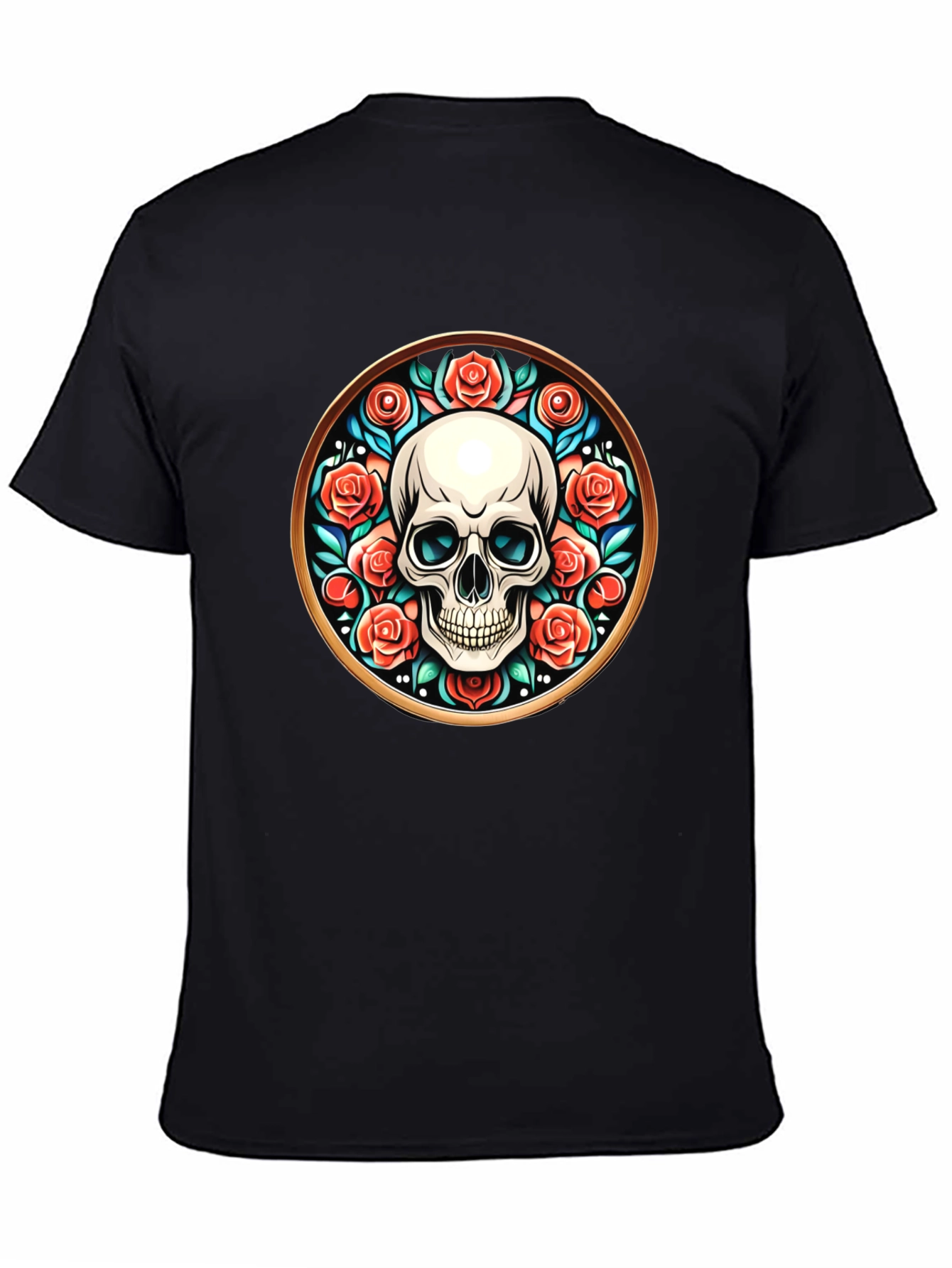 Skull & Roses Graphic Tee - Unique Round Design