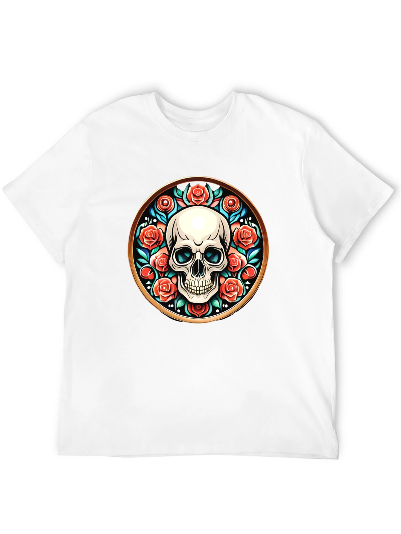 Skull & Roses Graphic Tee - Unique Round Design