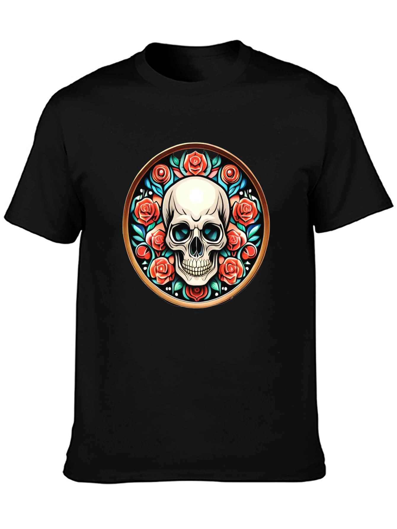 Skull & Roses Graphic Tee - Unique Round Design