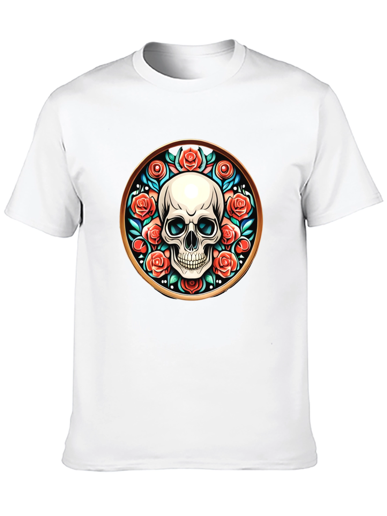 Skull & Roses Graphic Tee - Unique Round Design