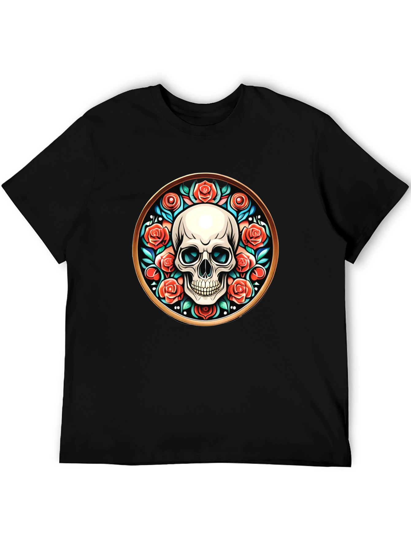 Skull & Roses Graphic Tee - Unique Round Design