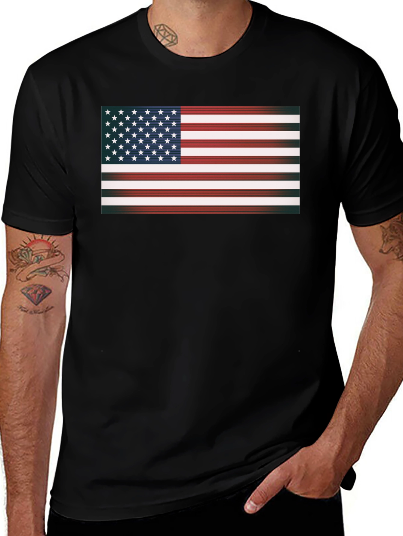 American Flag Graphic Black T-Shirt