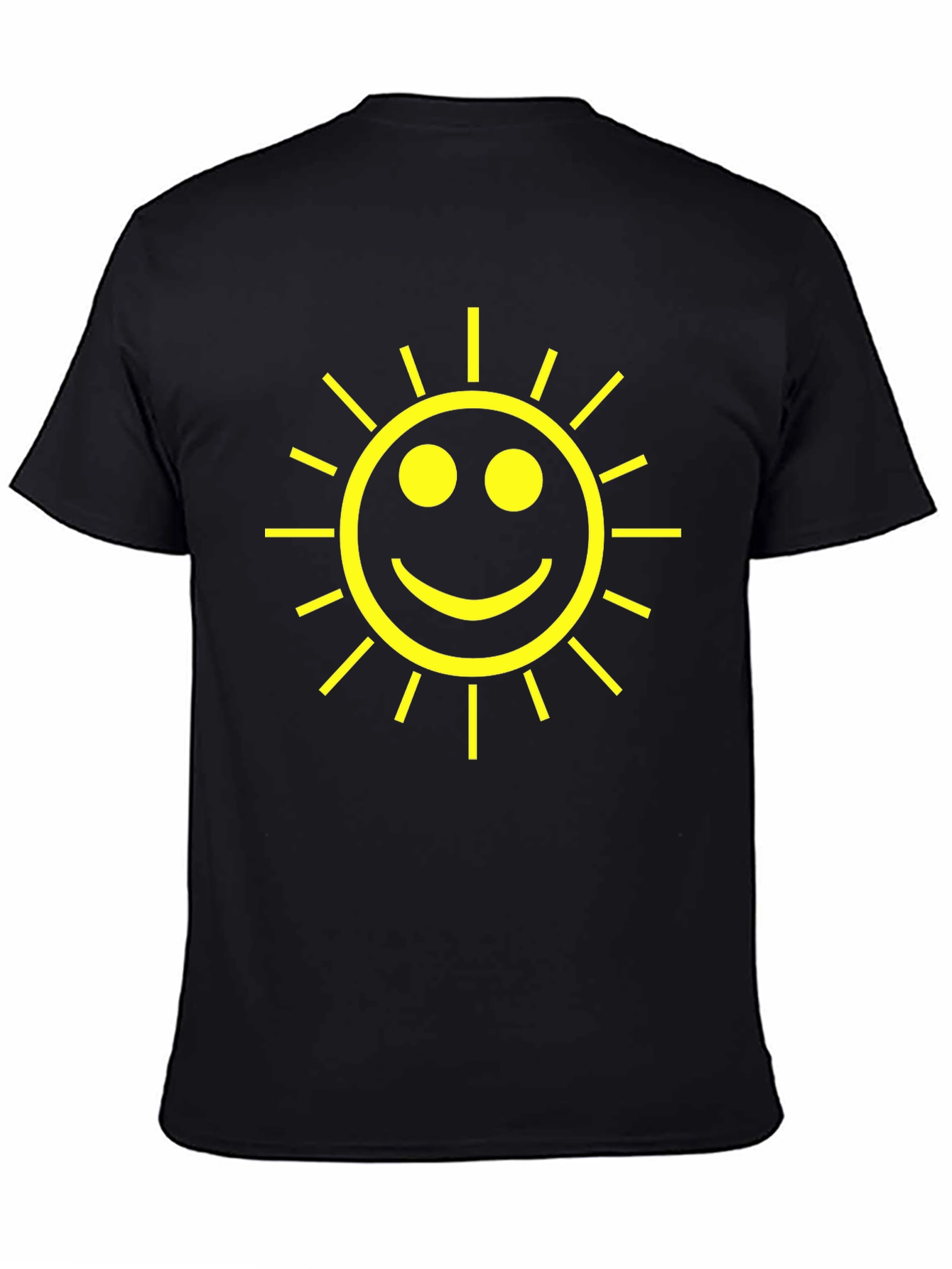 Smiley Sun Graphic Tee - Black Cotton T-Shirt