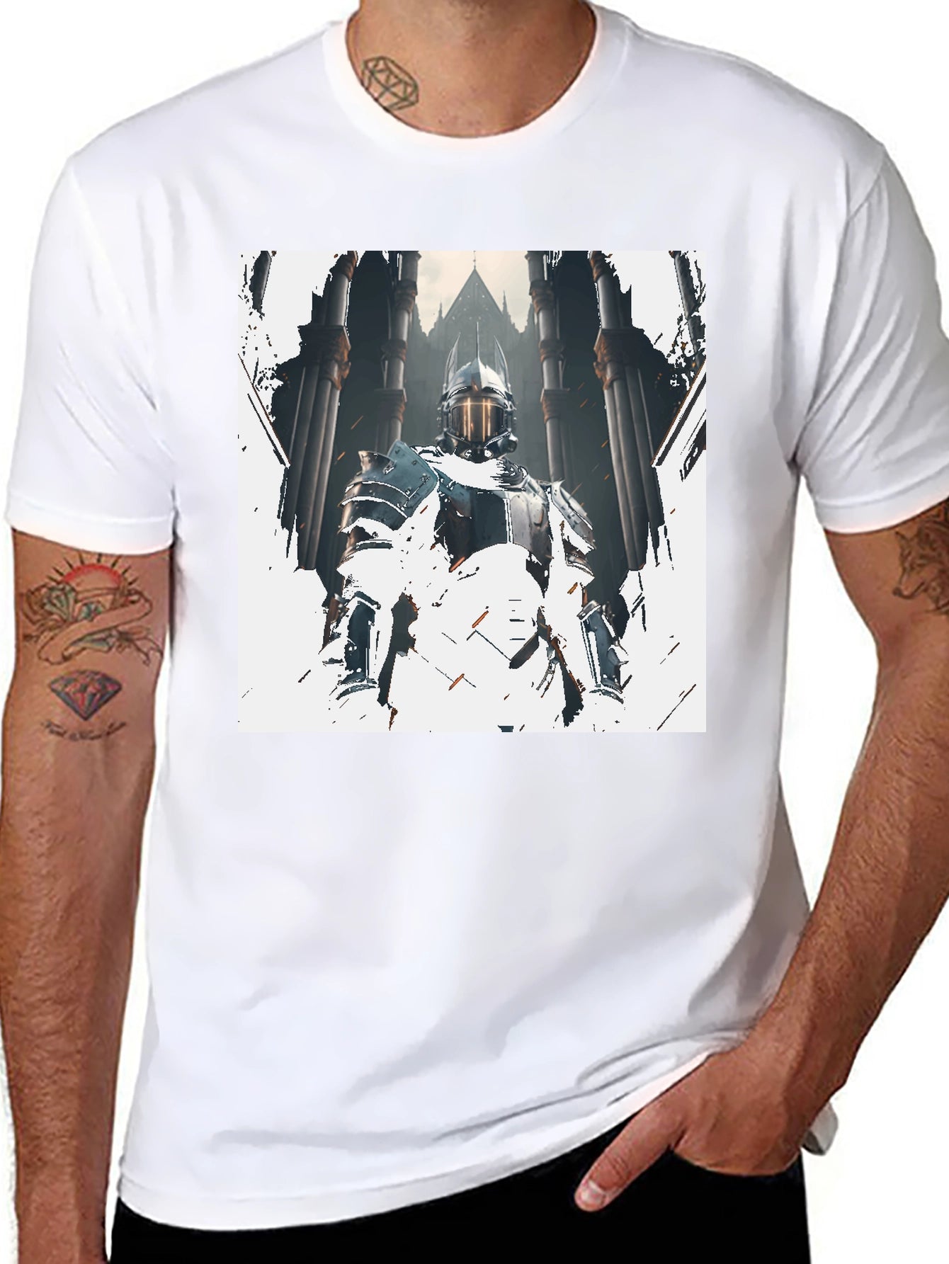 Knight Graphic Print Black T-Shirt