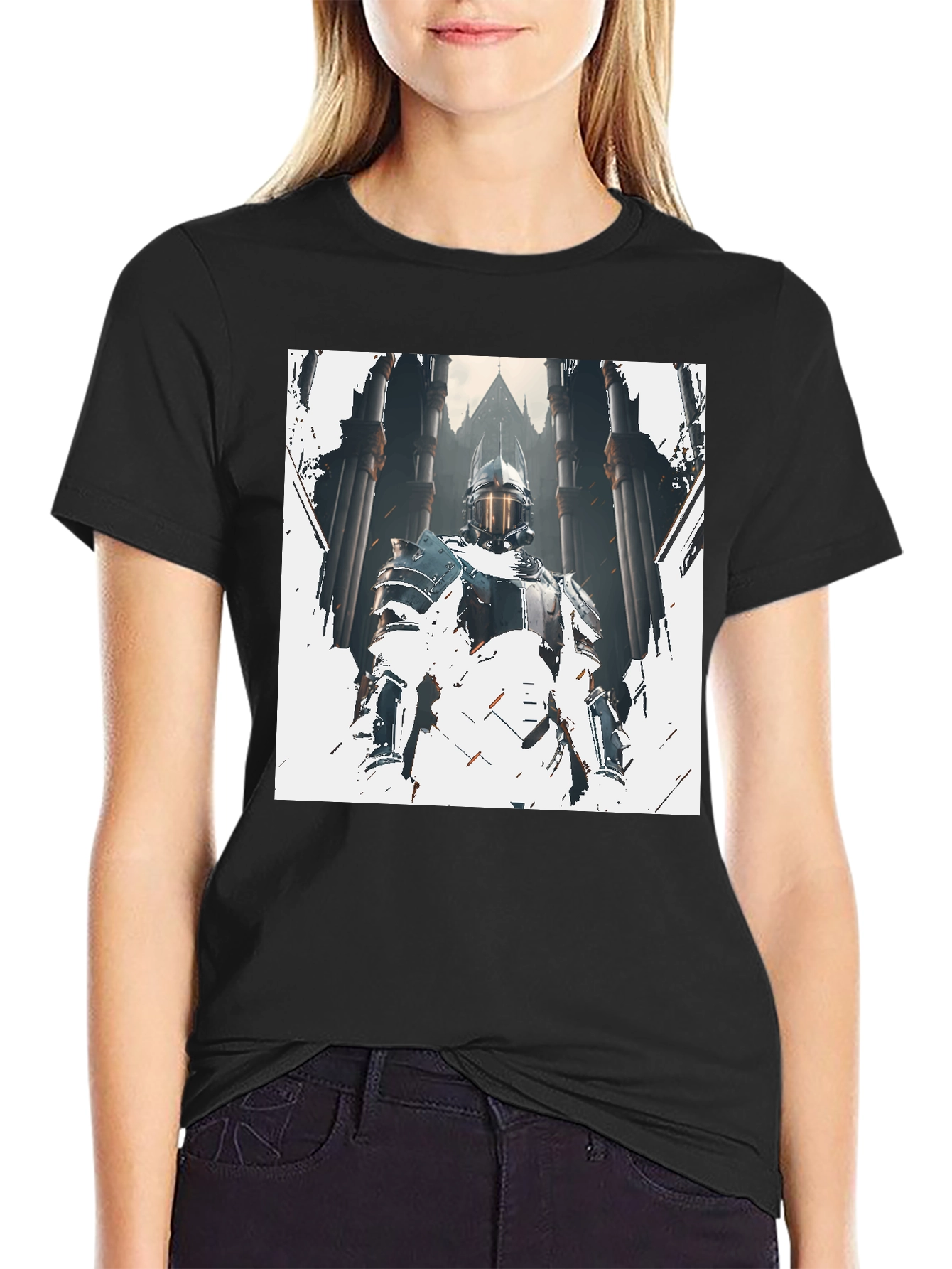 Knight Graphic Print Black T-Shirt