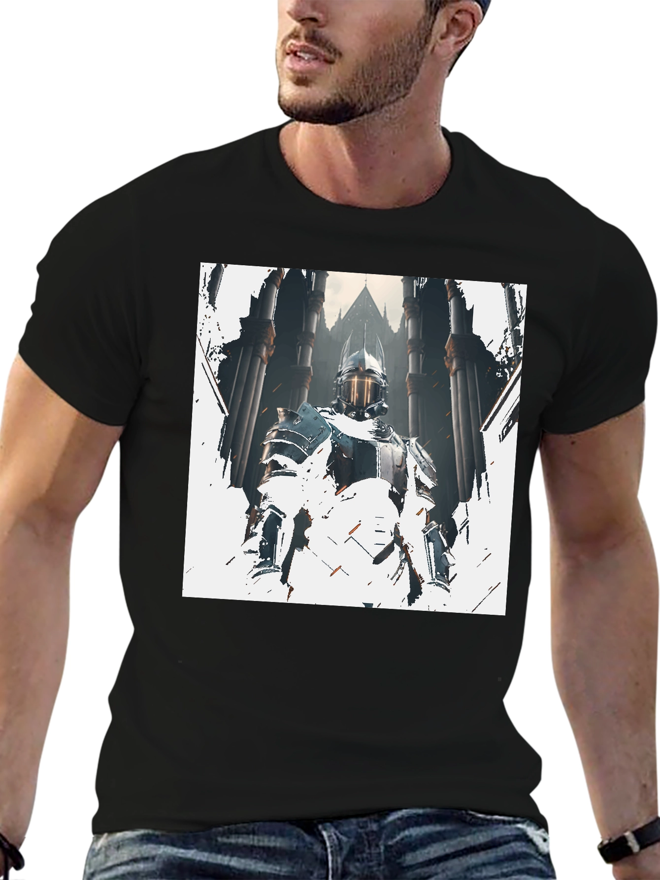 Knight Graphic Print Black T-Shirt