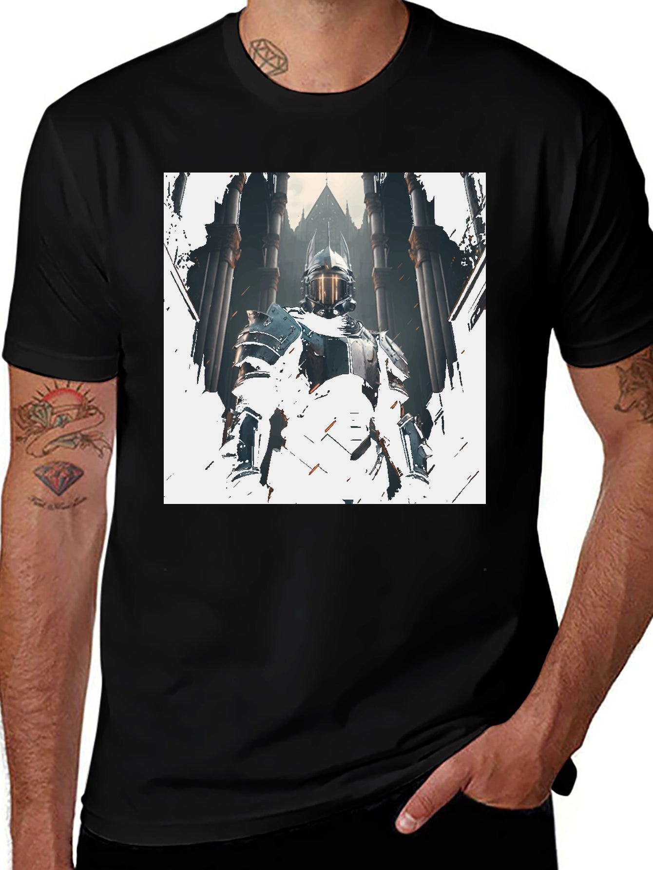 Knight Graphic Print Black T-Shirt