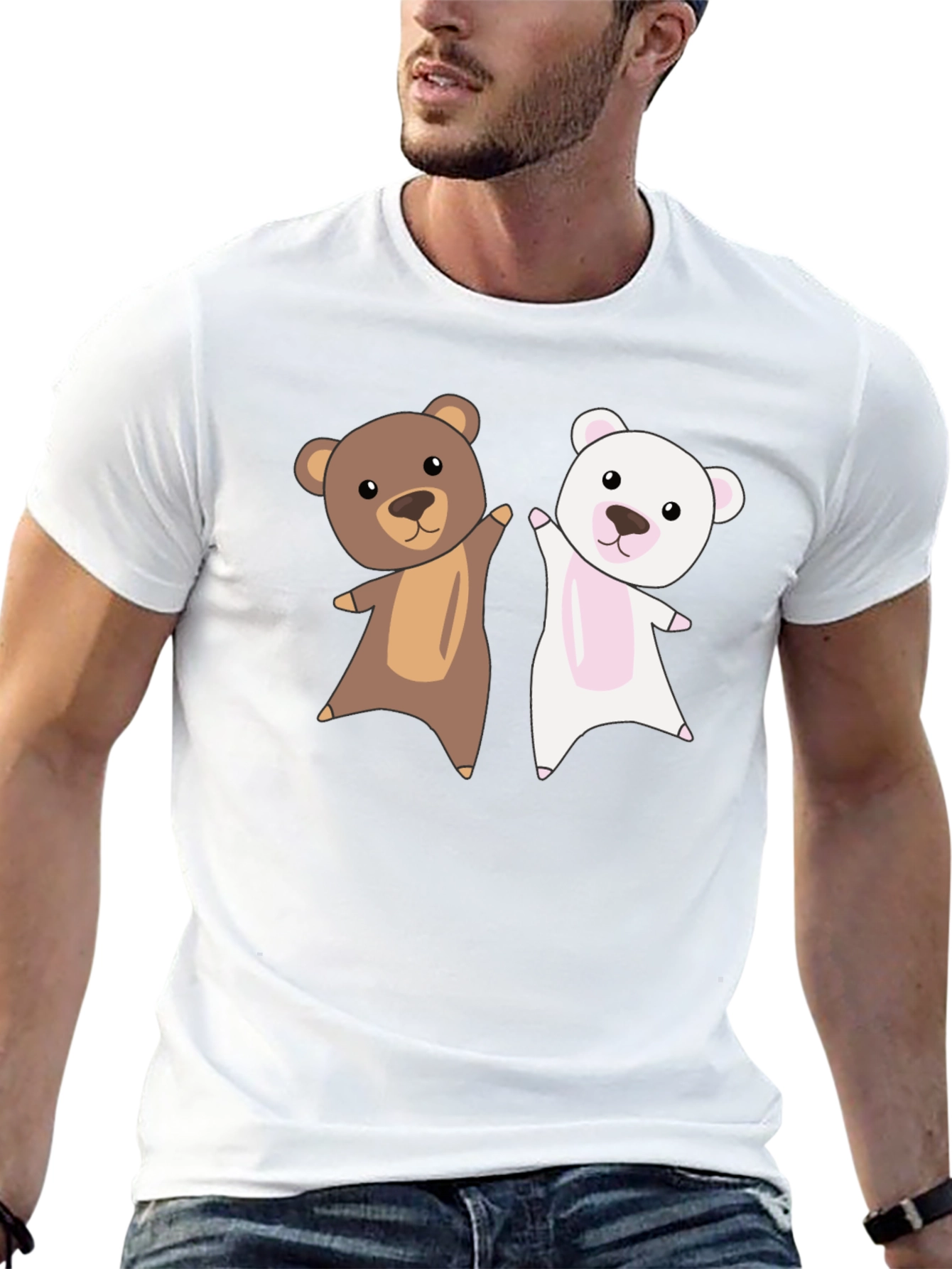 Cute Bears Graphic Black T-Shirt