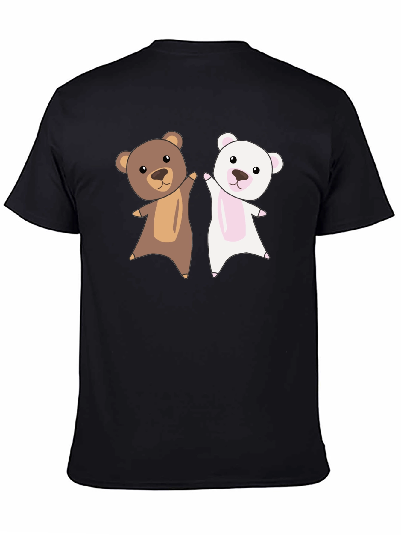 Cute Bears Graphic Black T-Shirt