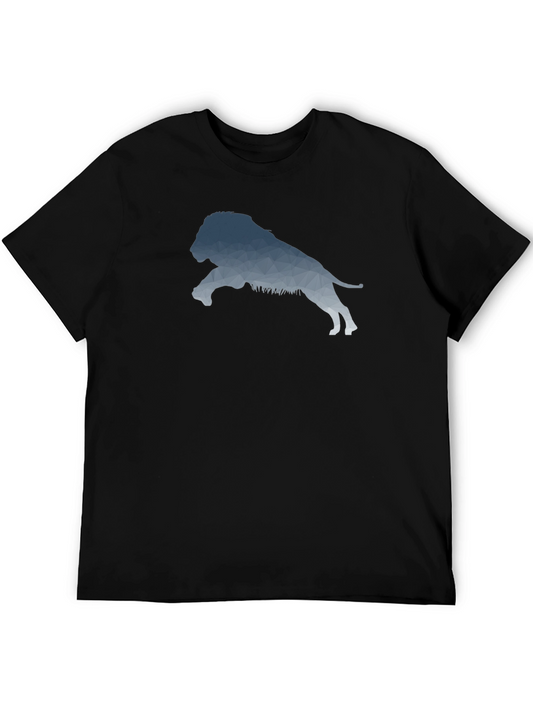 Geometric Lion Graphic Tee - Modern Design