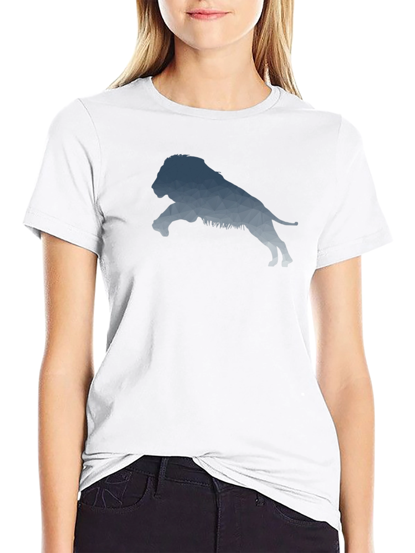 Geometric Lion Graphic Tee - Modern Design