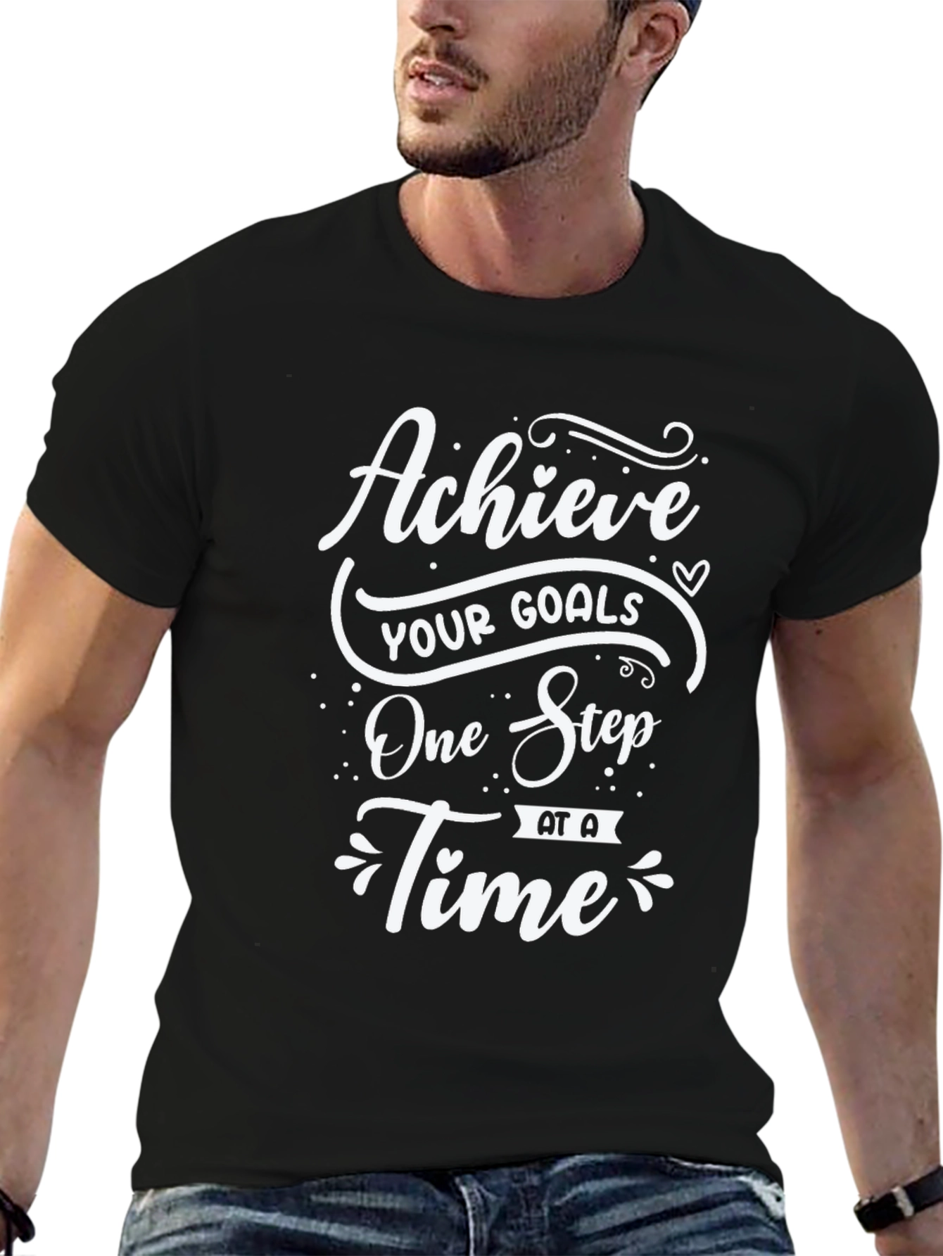 Achieve Your Goals Motivational Black T-Shirt